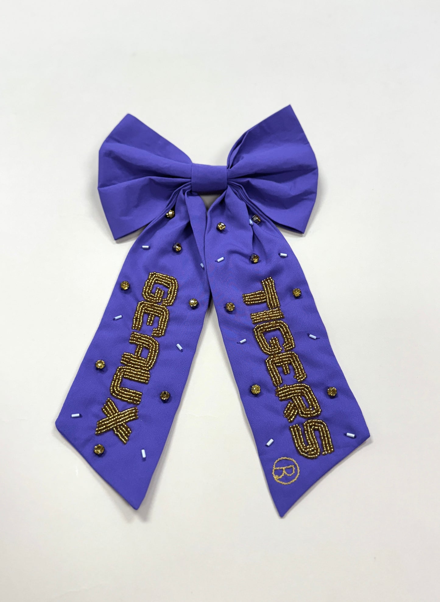 LSU Geaux Tigers (Licensed) | Beaded Hair Bow (Lavender)