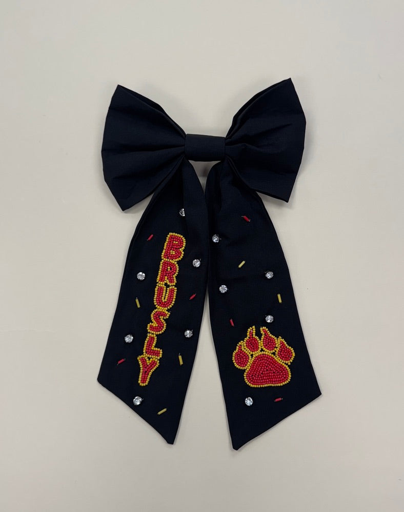 Brusly | Beaded Hair Bow (Black)