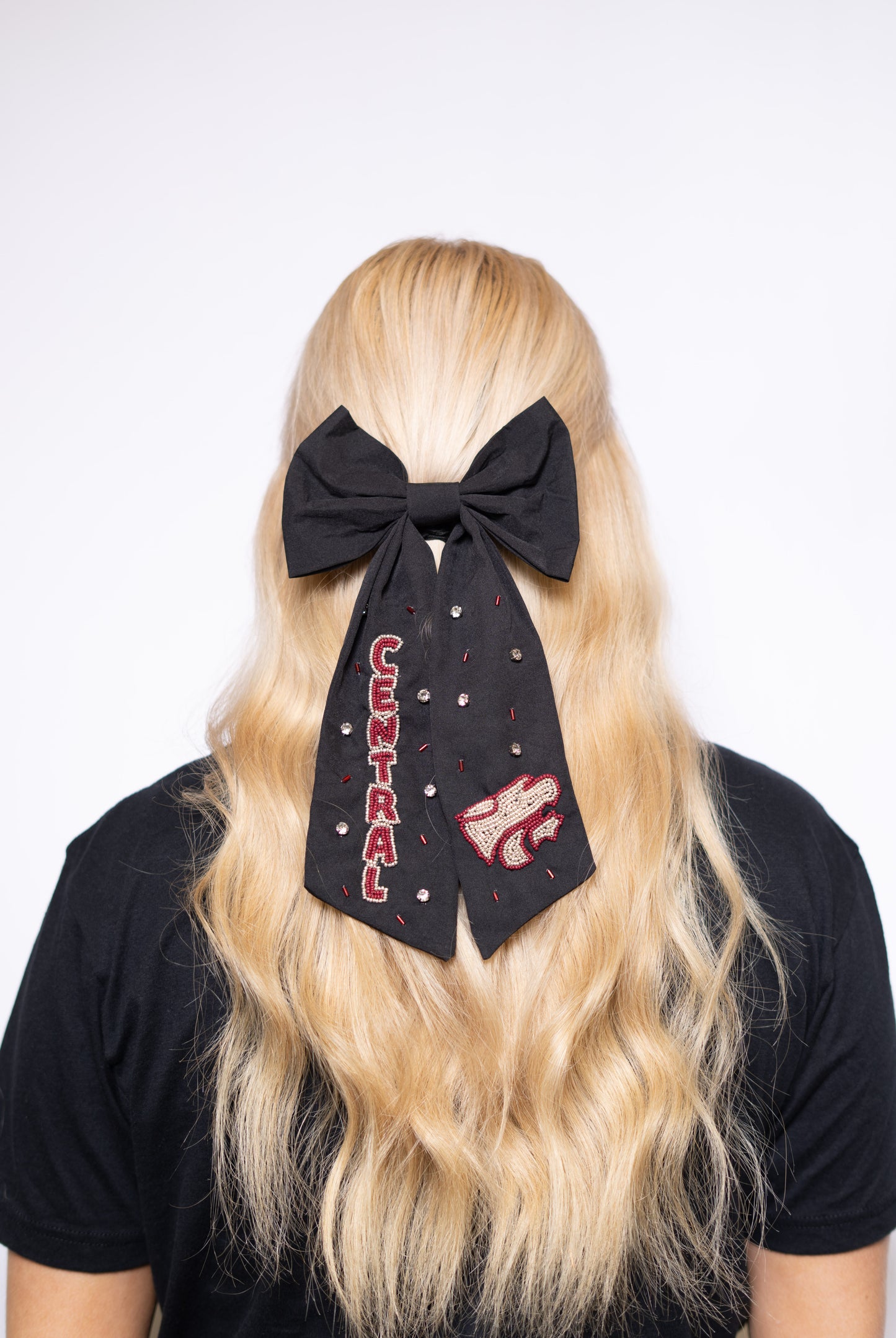 Central Wildcats | Beaded Hair Bow (Black)