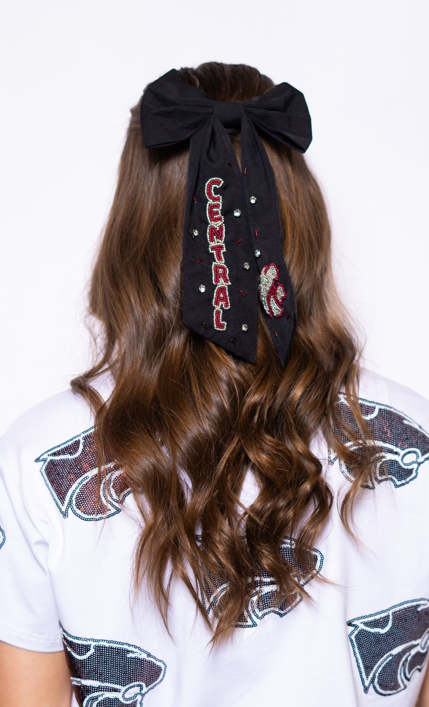 Central Wildcats | Beaded Hair Bow (Black)