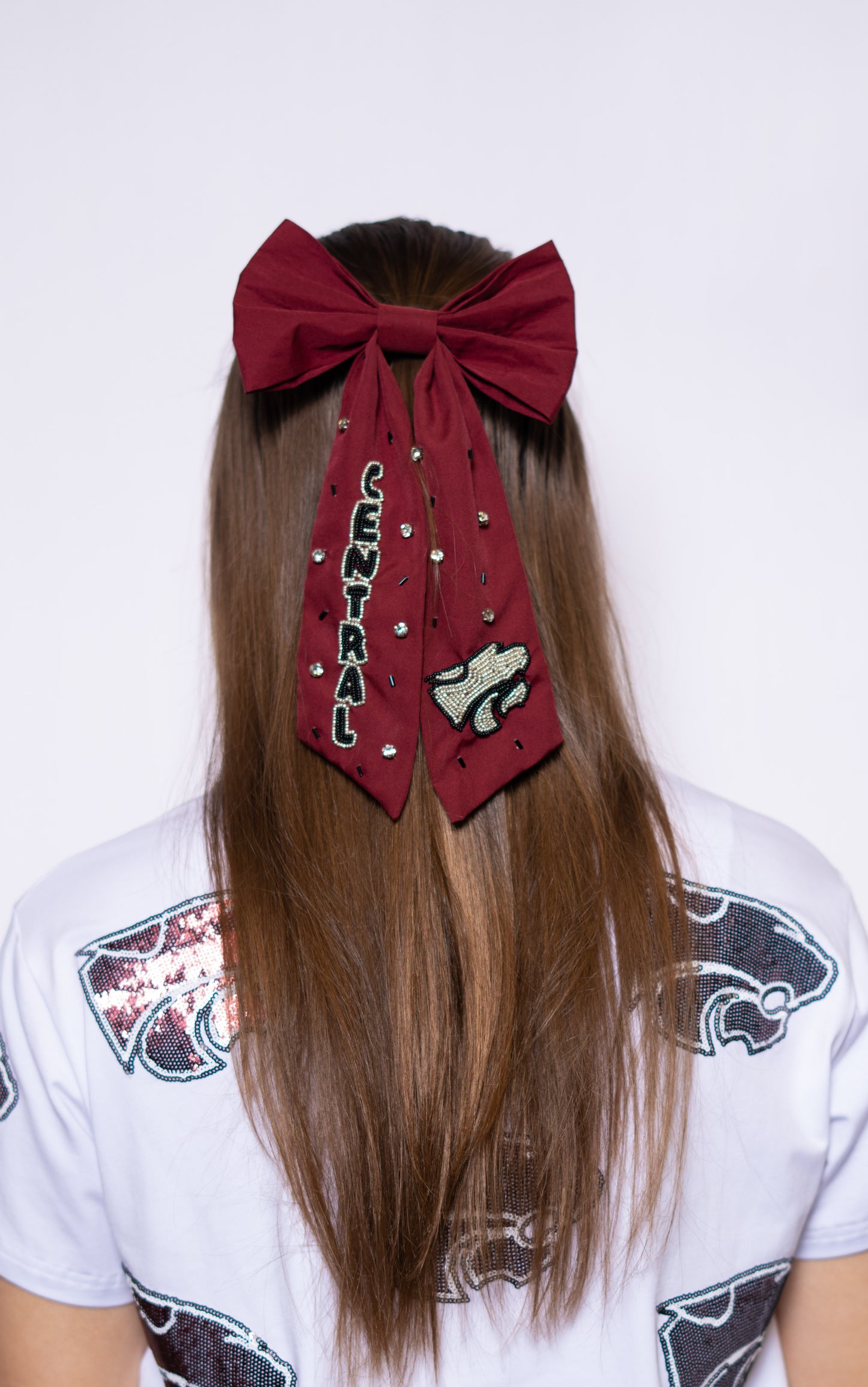 Central Wildcats | Beaded Hair Bow (Maroon)