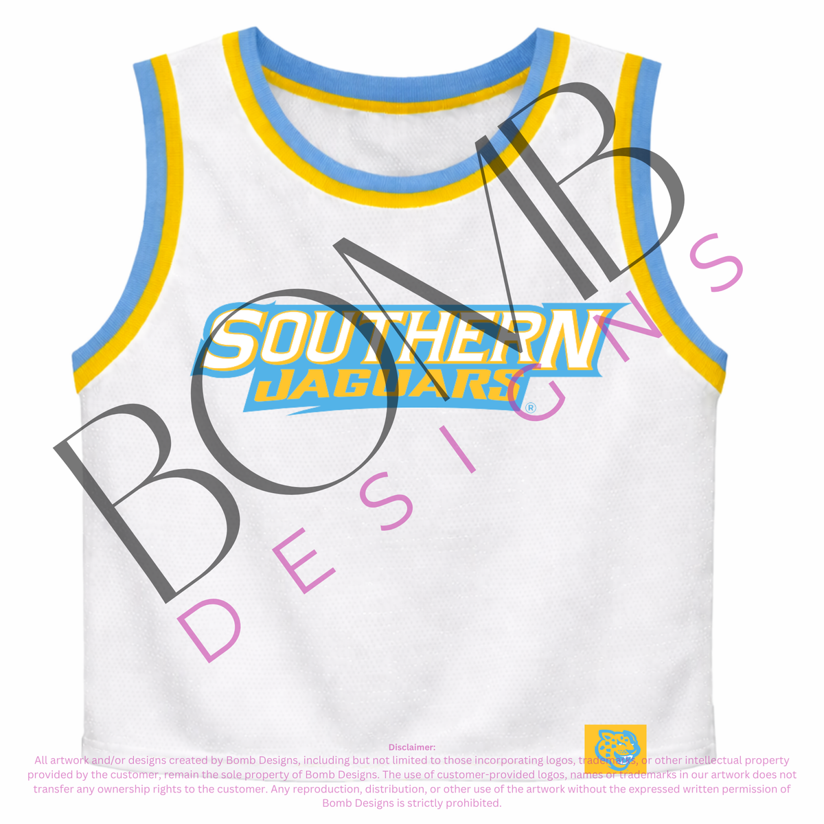 **PRE-ORDER ONLY** Wholesale | Southern University (Licensed) | Sequin Design Crop Jersey Tank (White)