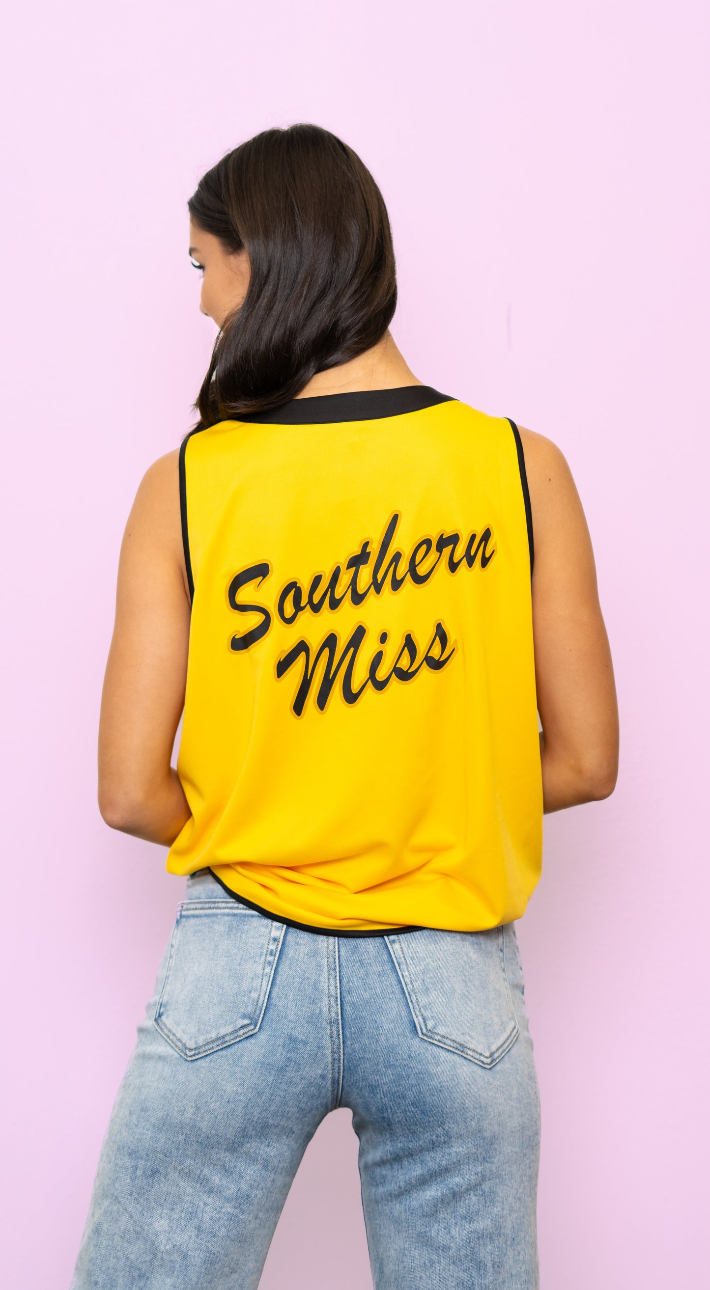 Wholesale | University of Southern Mississippi (Licensed) | 2-Tone Baseball Jersey Tank (Black/Gold)