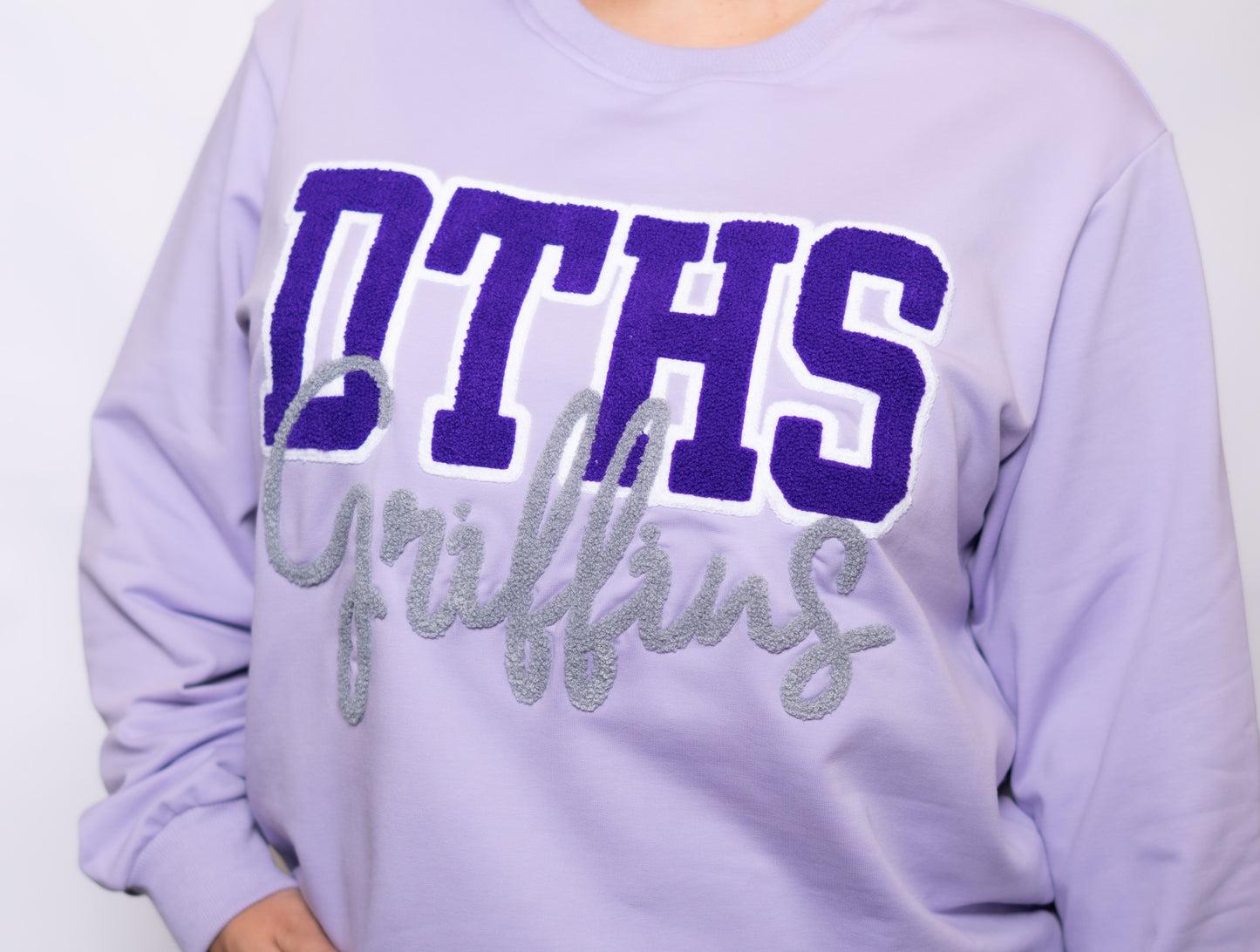 **PRE-ORDER ONLY** Dutchtown Griffins | Women's Chenille Embroidery Sweatshirt (Lavender)