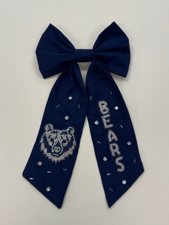 Bears | Beaded Hair Bow (Navy)