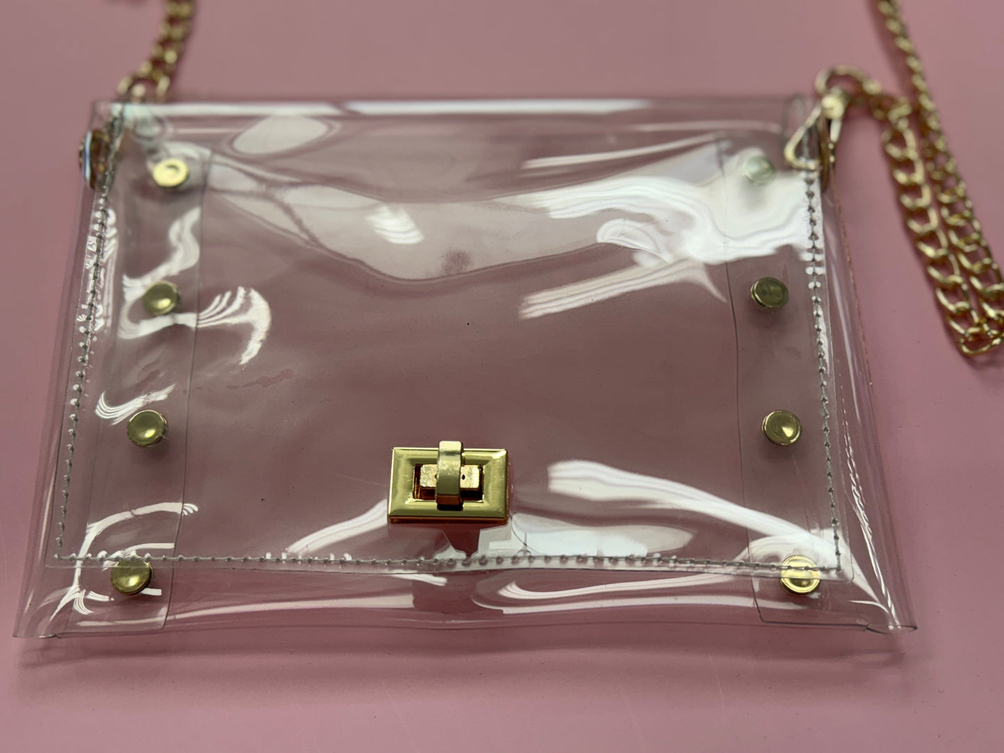 Clear Purse with Gold Studs