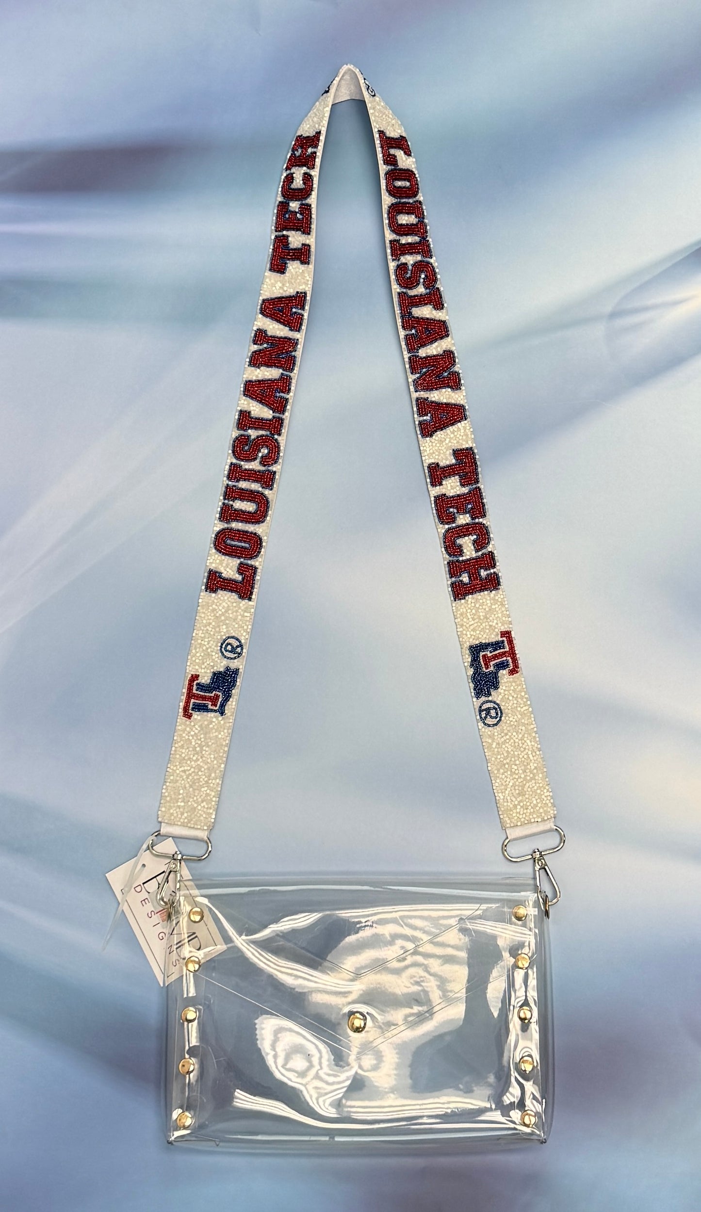 Wholesale | Louisiana Tech (Licensed) | Custom Beaded Purse Strap (White)
