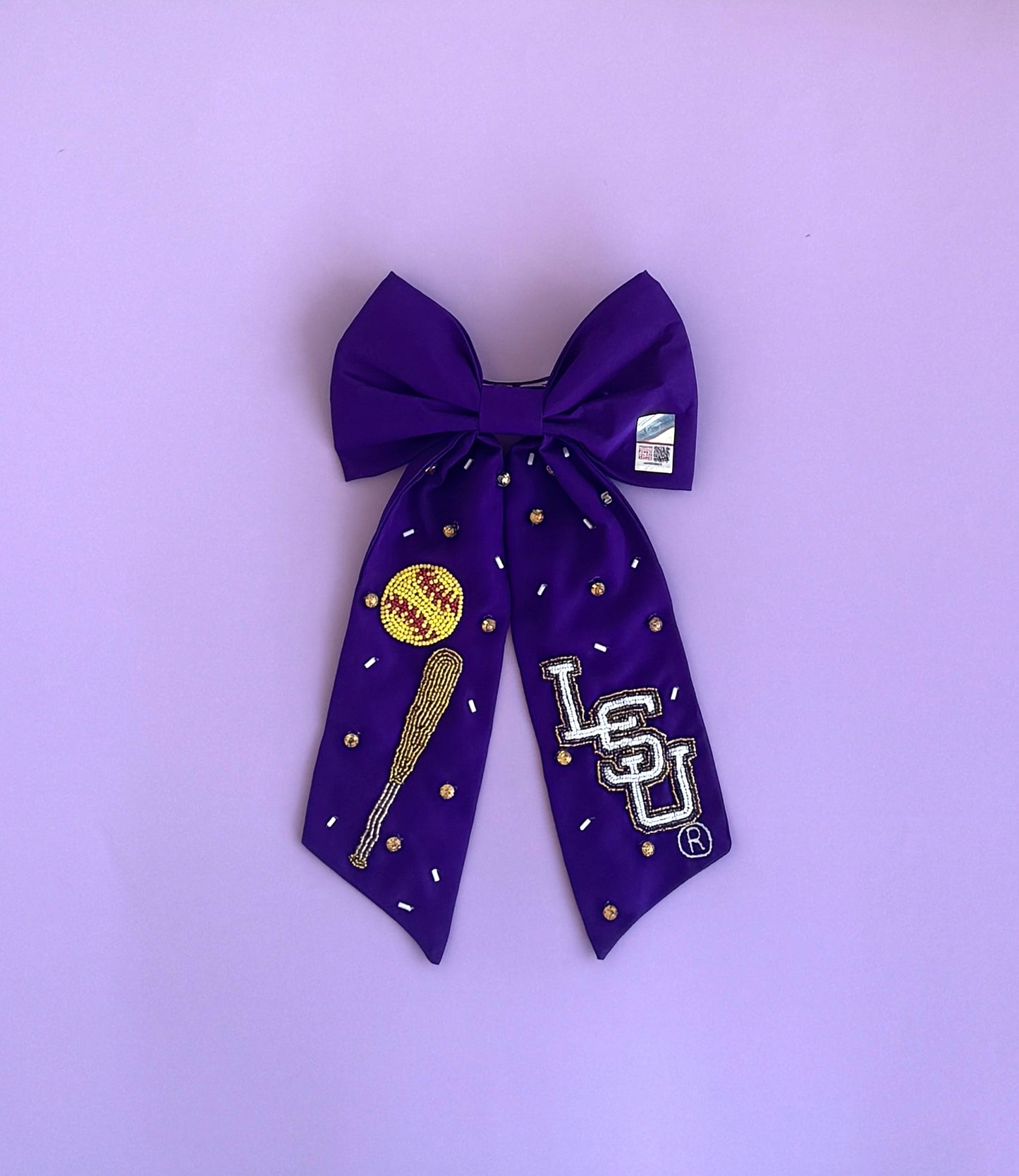LSU Softball (Licensed) | Beaded Hair Bow (Purple)