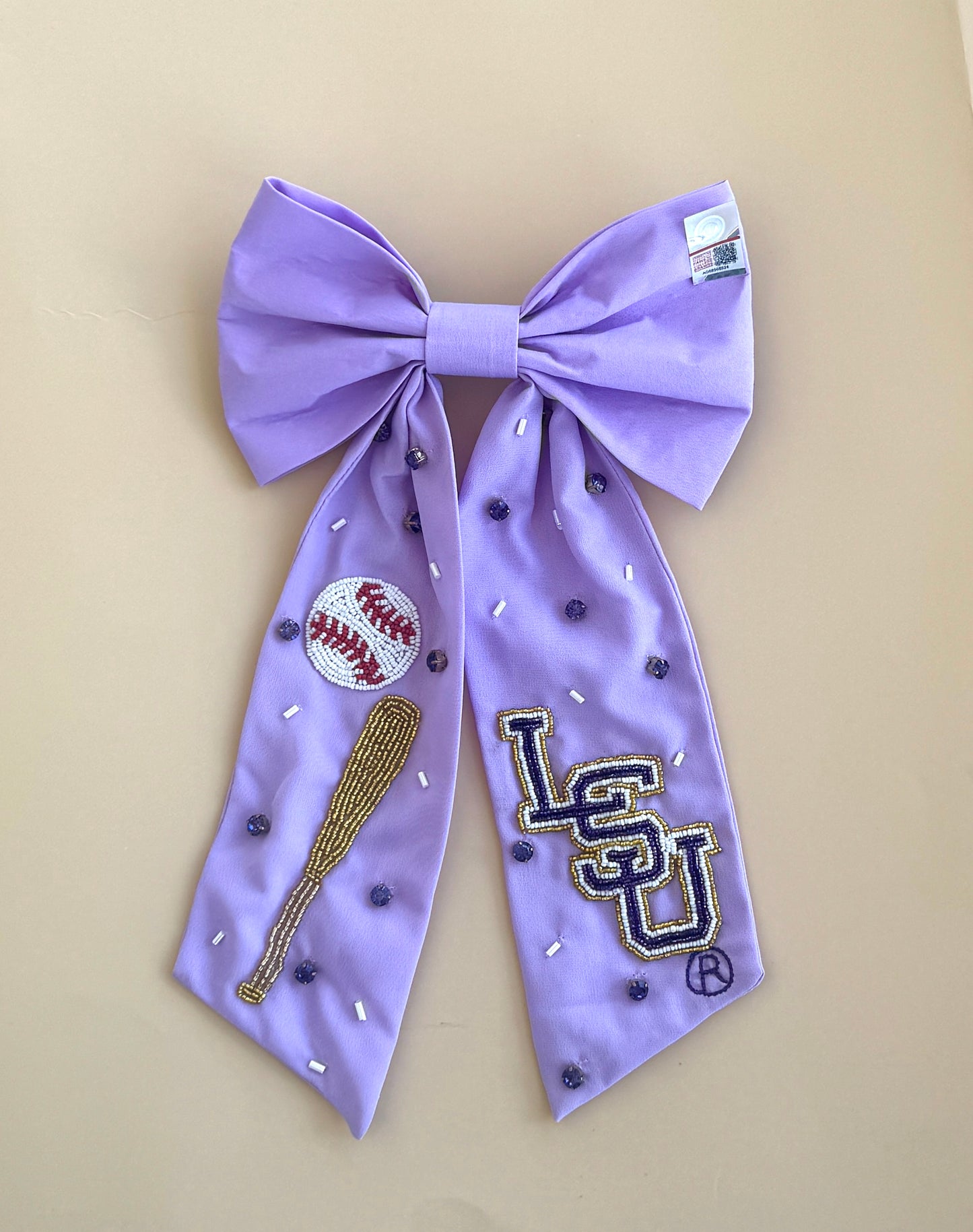 LSU Baseball (Licensed) | Beaded Hair Bow (Lavender)