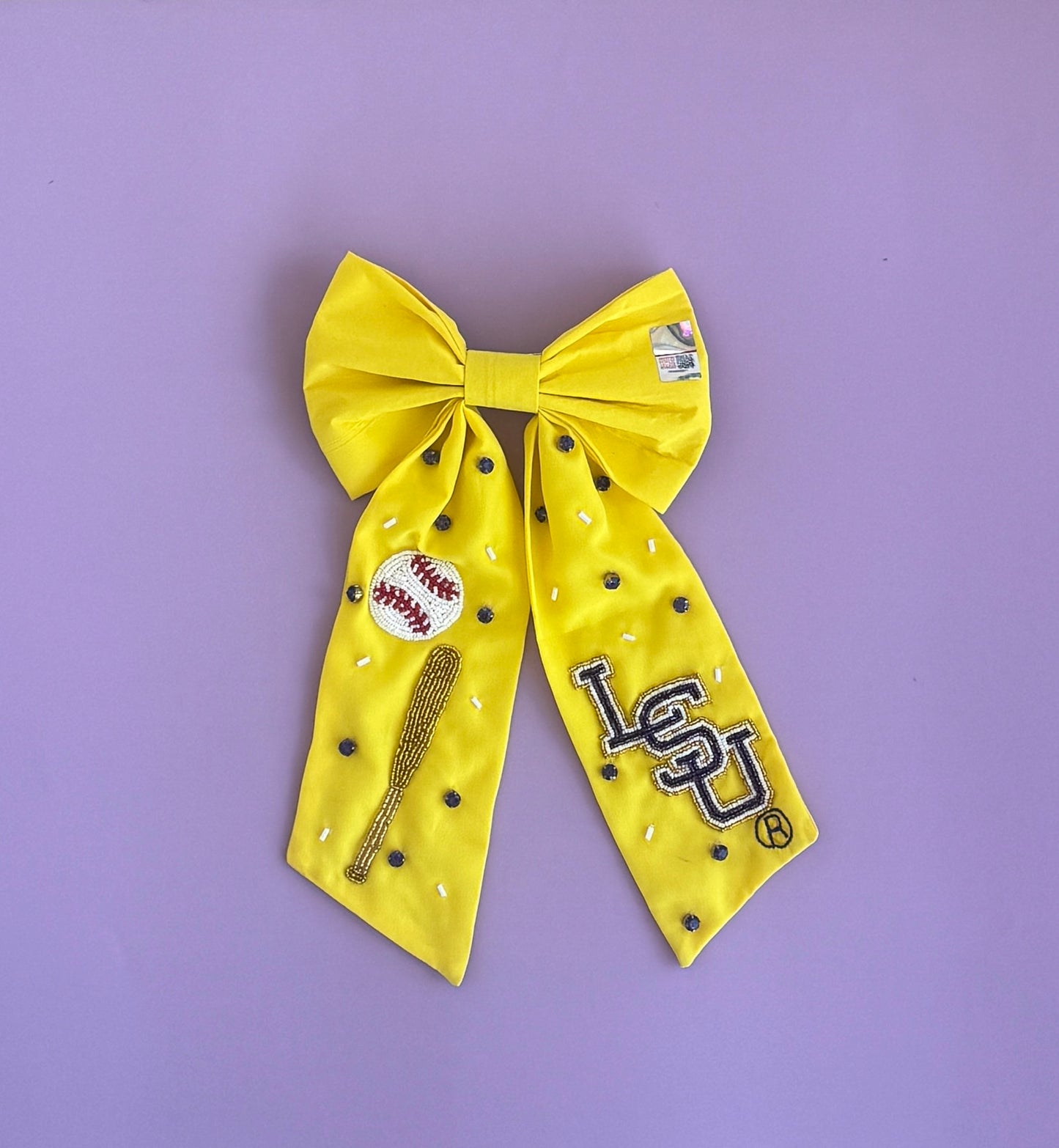 LSU Baseball (Licensed) | Beaded Hair Bow (Yellow)
