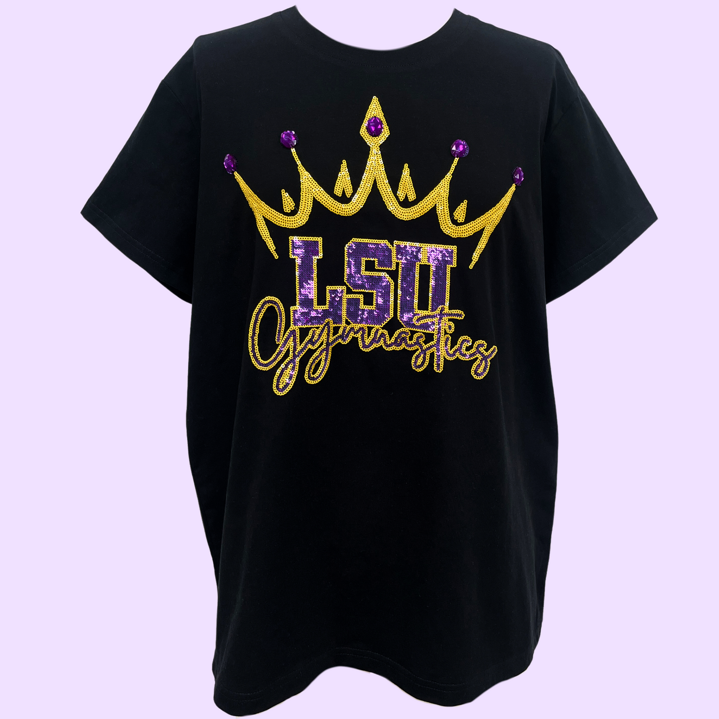 LSU Gymnastics (LICENSED) | Women's Sequin Design Tee (Black)