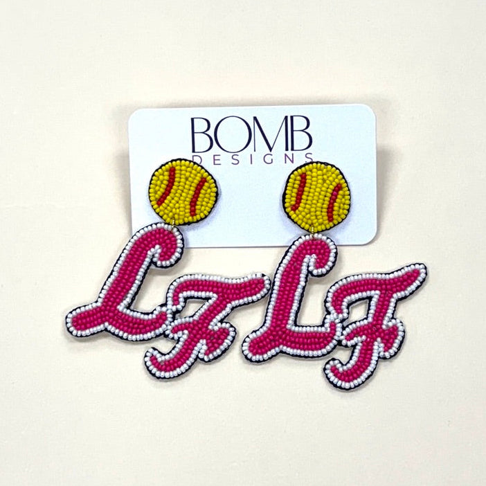 Lady Fury Softball | Custom Beaded Earrings (Pink)