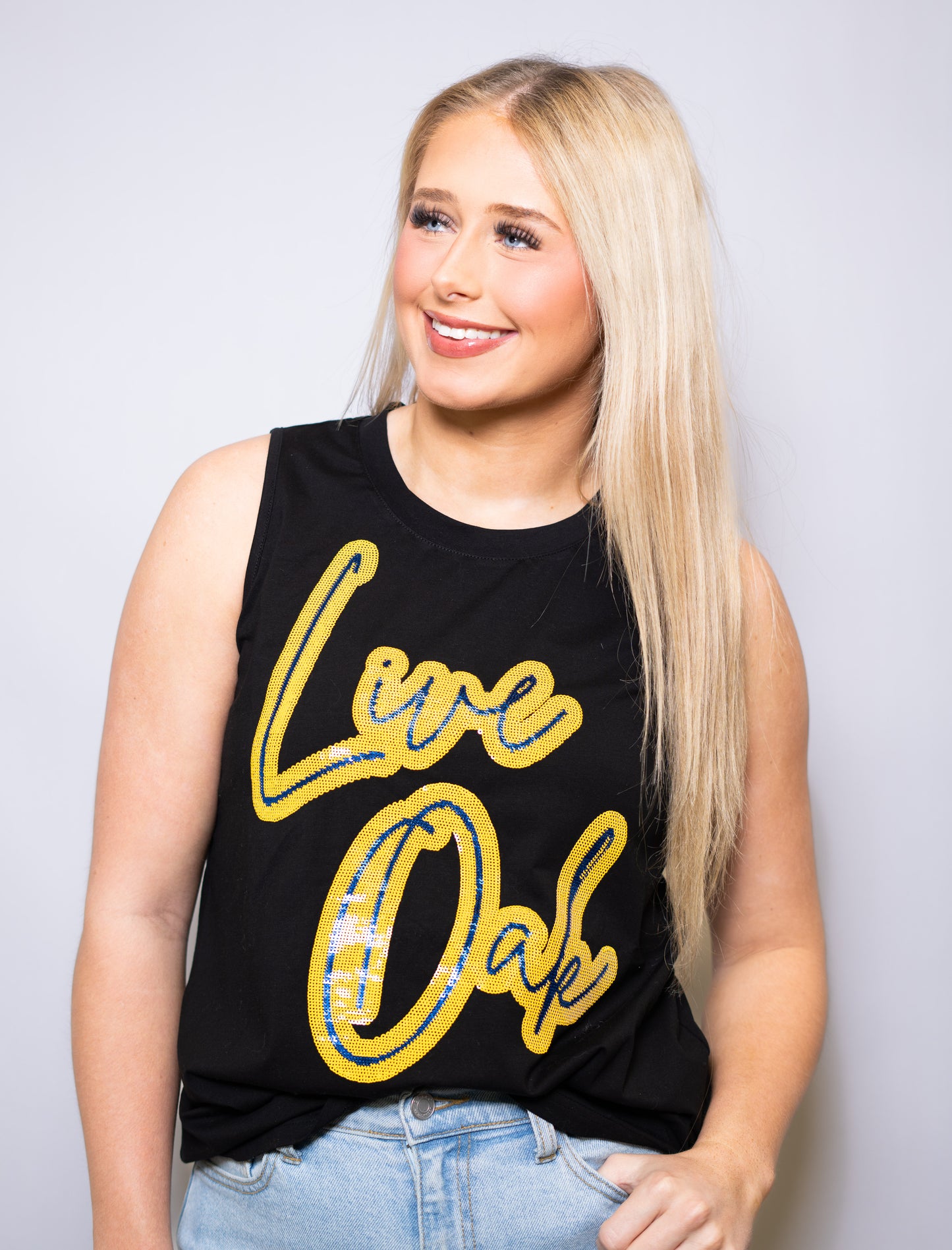 Live Oak | Women's Sequin Design Tank (Black)