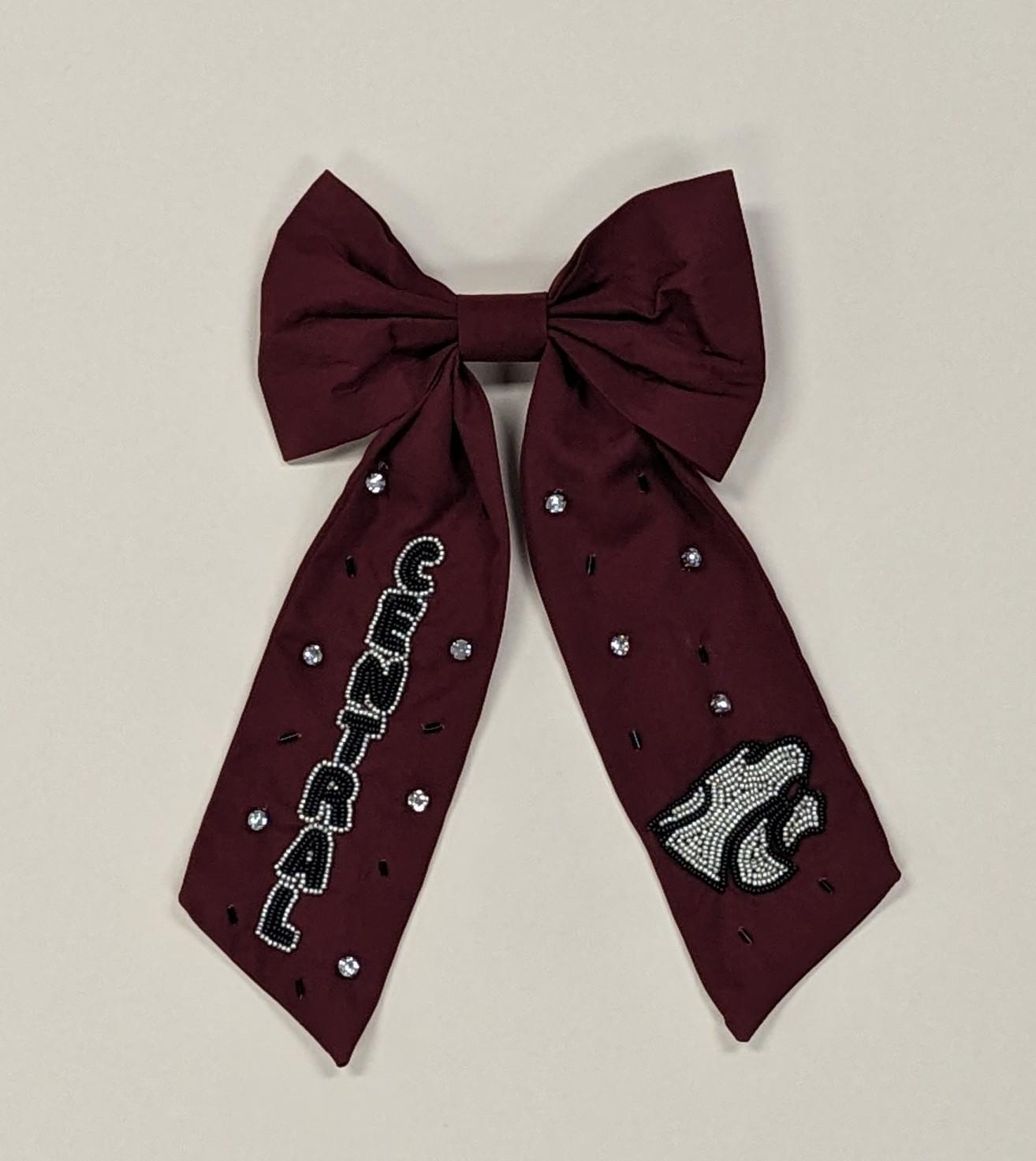 Central Wildcats | Beaded Hair Bow (Maroon)