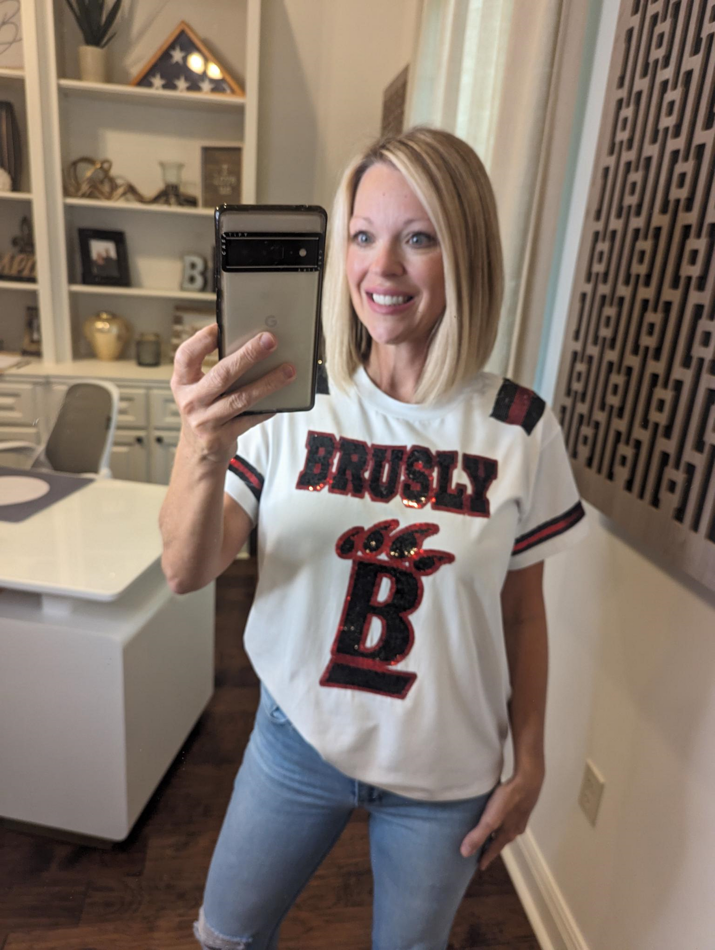 Brusly | Women's White Sequin Jersey Tee