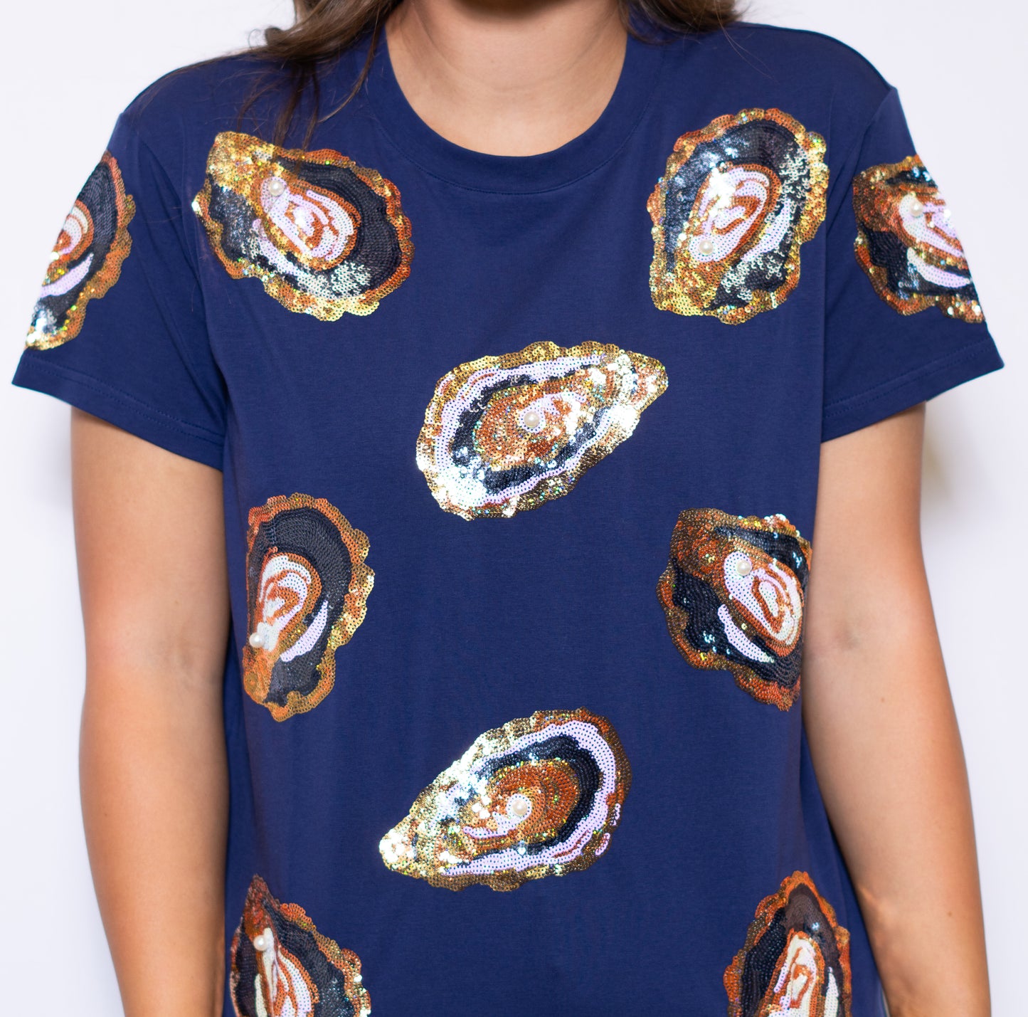 Oyster | Women's Sequin Design Tee (Navy)