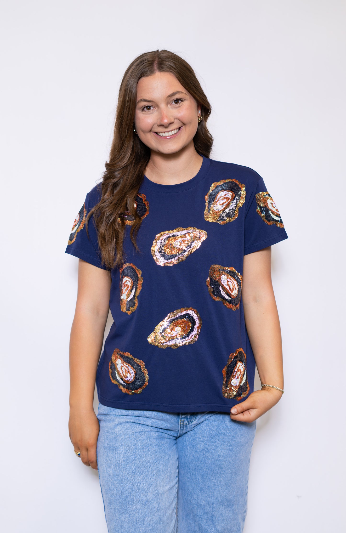 Oyster | Women's Sequin Design Tee (Navy)