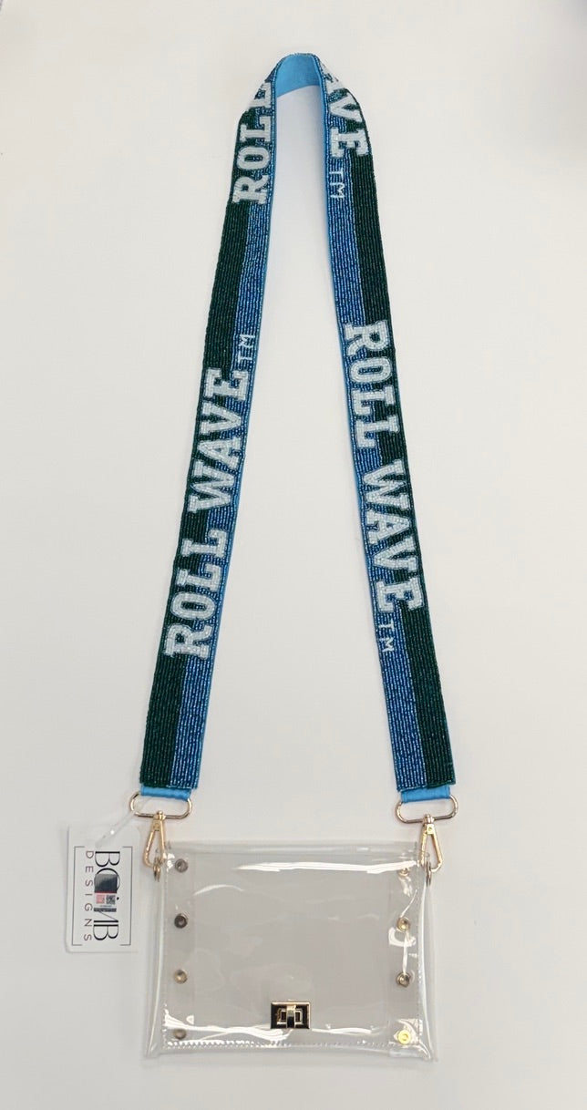 Wholesale | Tulane Roll Wave (Licensed) | Custom Beaded Purse Strap