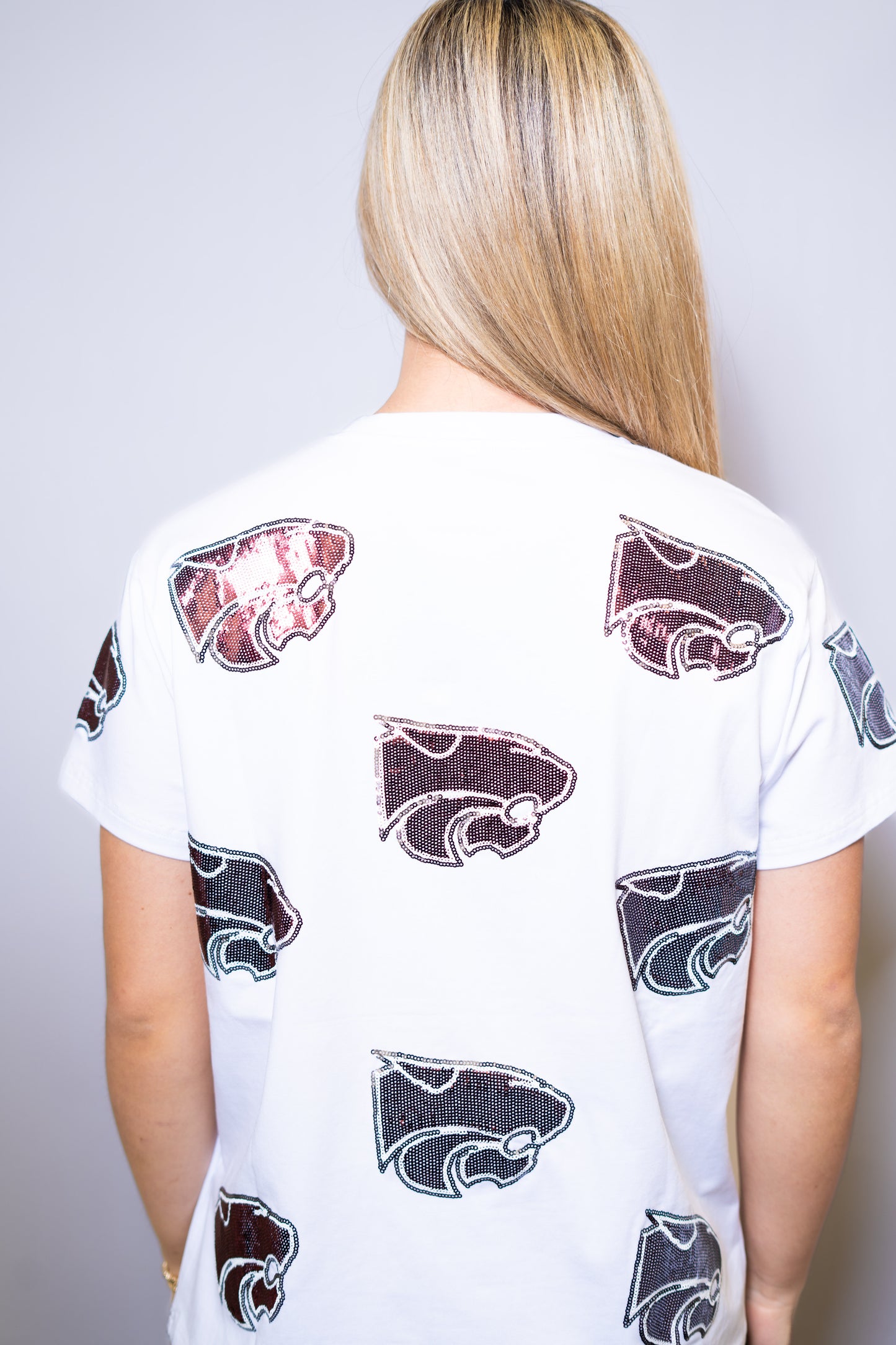 Scattered Central Wildcats | Women's Sequin Design Tee (White)