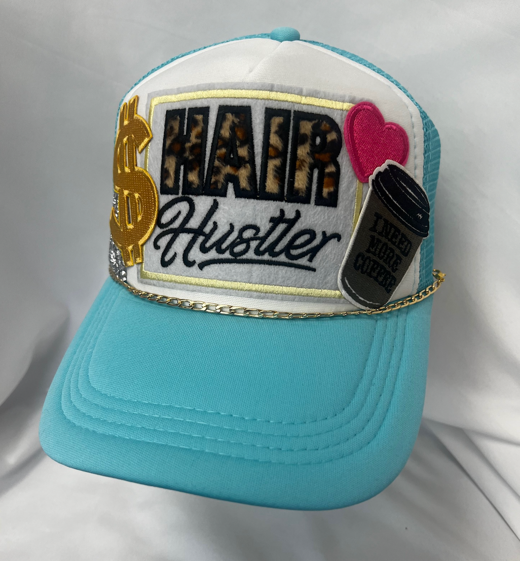 HAIR HUSTLER 2 | Custom Trucker Hat (mint blue)