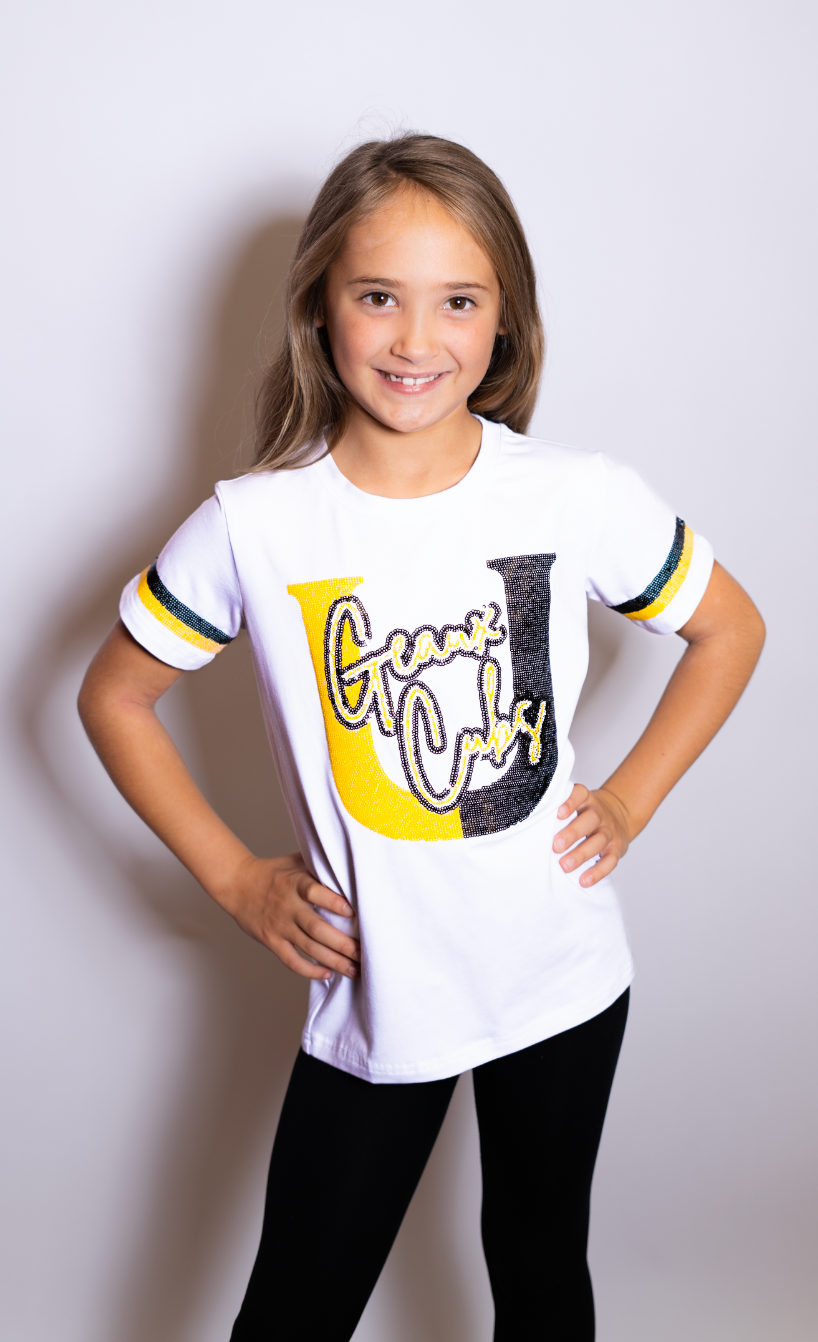 University Lab School | Geaux Cubs | Youth & Women's Sequin Design Tee (White)
