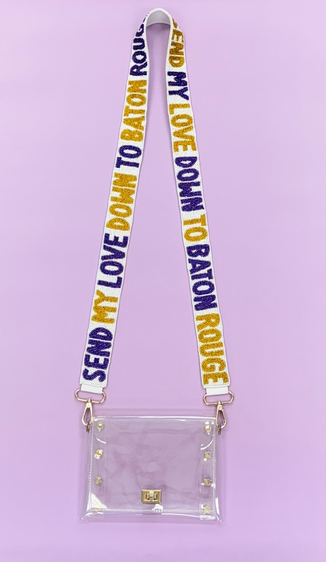 Send My Love Down to Baton Rouge | Custom Beaded Purse Strap (White)