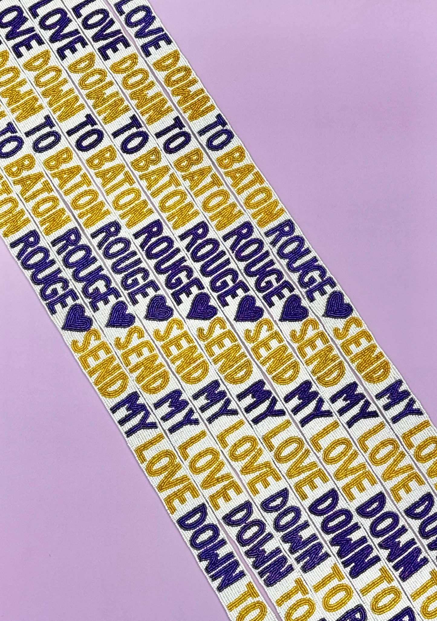 Send My Love Down to Baton Rouge | Custom Beaded Purse Strap (White)