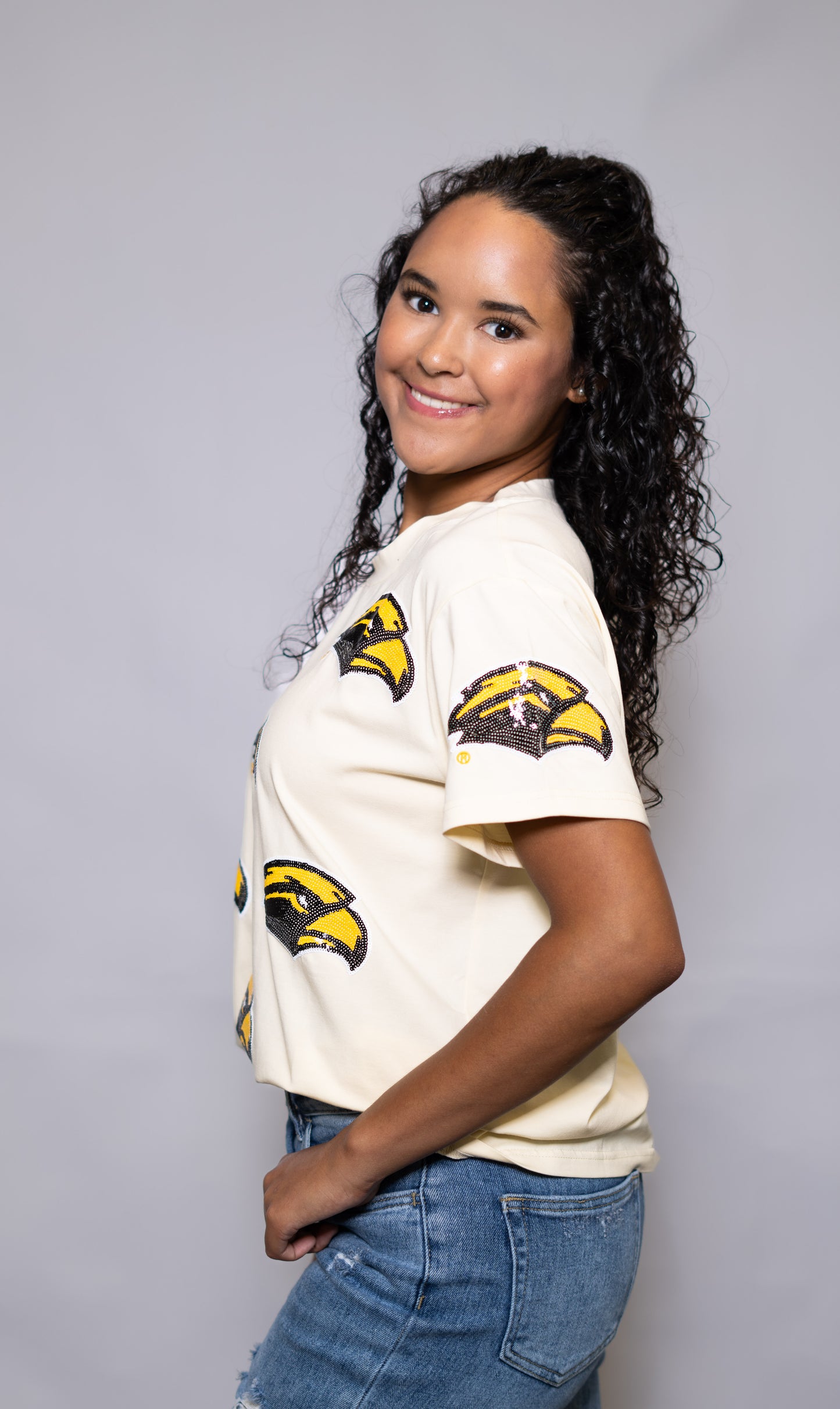 Wholesale | Scattered Southern Miss (Licensed) | Women's Sequin Design (Light Yellow)