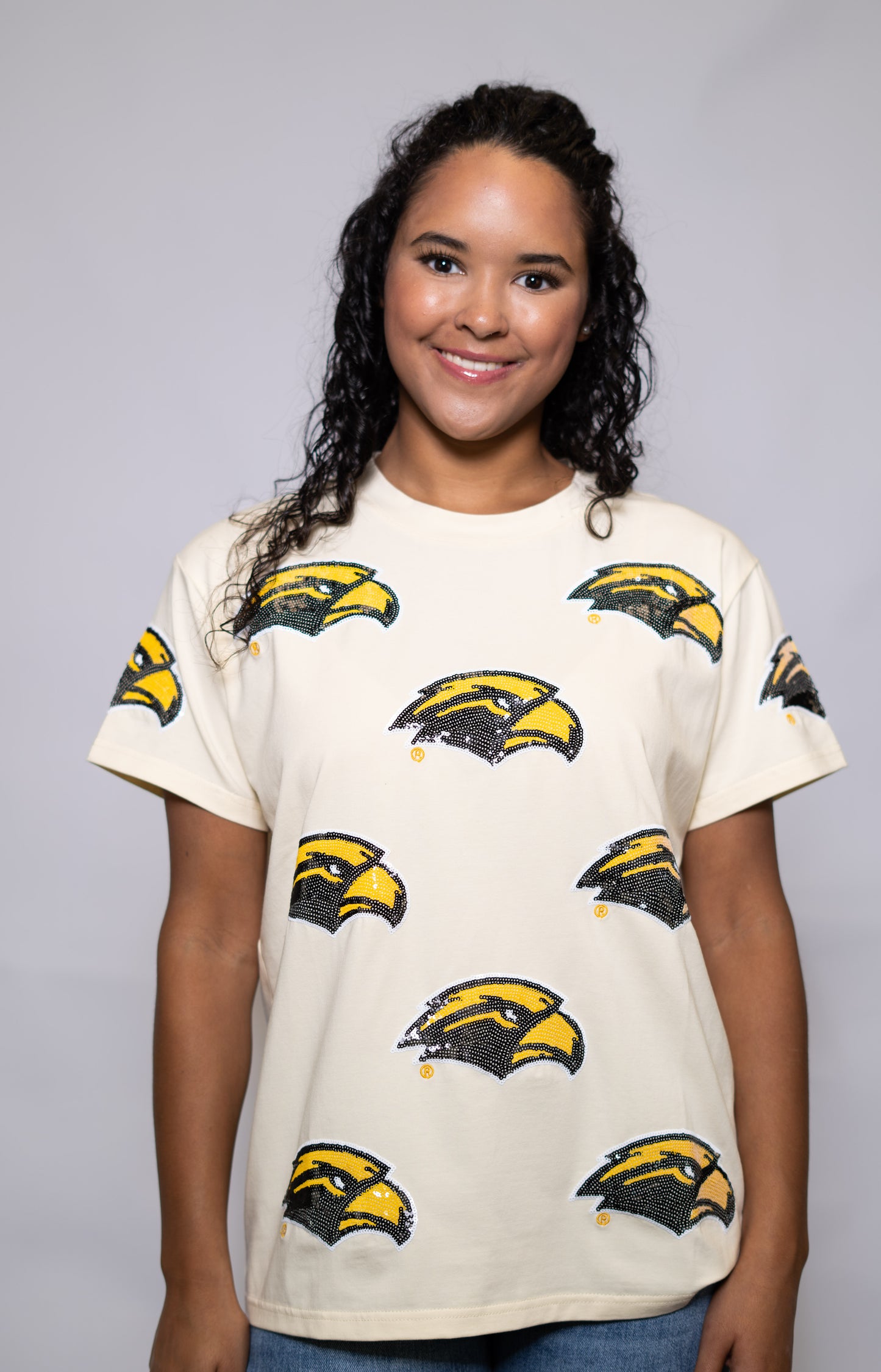 Wholesale | Scattered Southern Miss (Licensed) | Women's Sequin Design (Light Yellow)