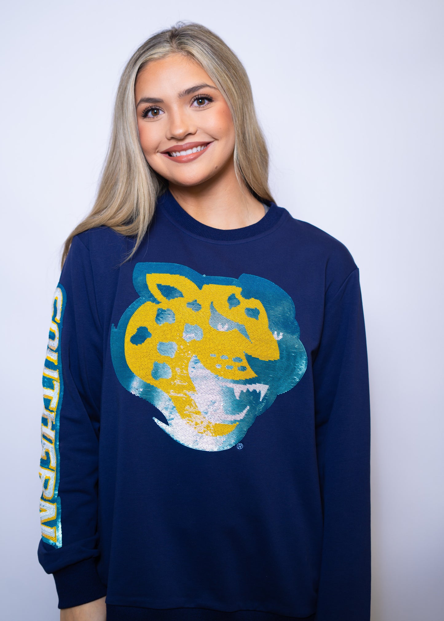 Southern University (Licensed) | Women's Sequin Design Sweatshirt (Navy)