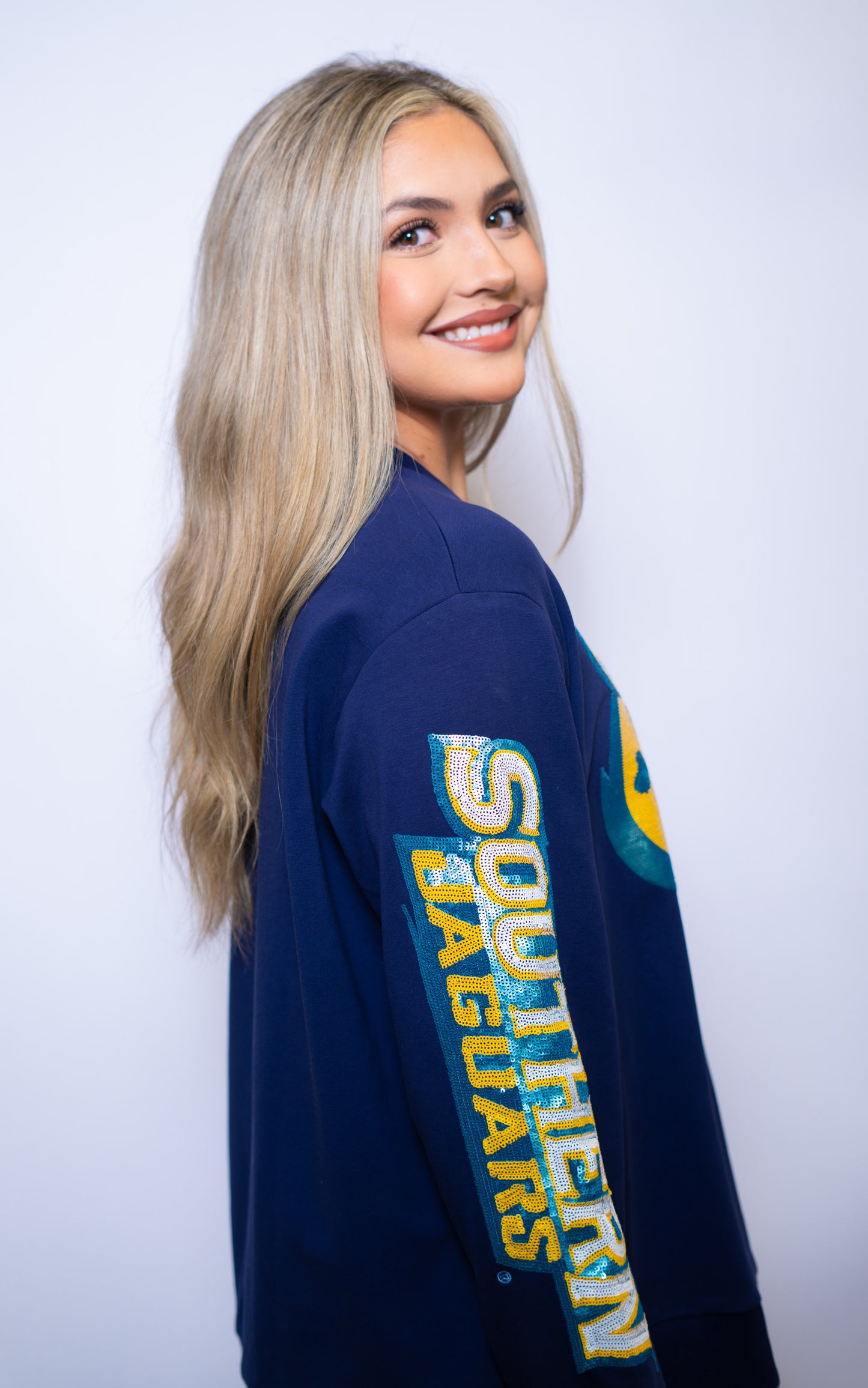 Southern University (Licensed) | Women's Sequin Design Sweatshirt (Navy)