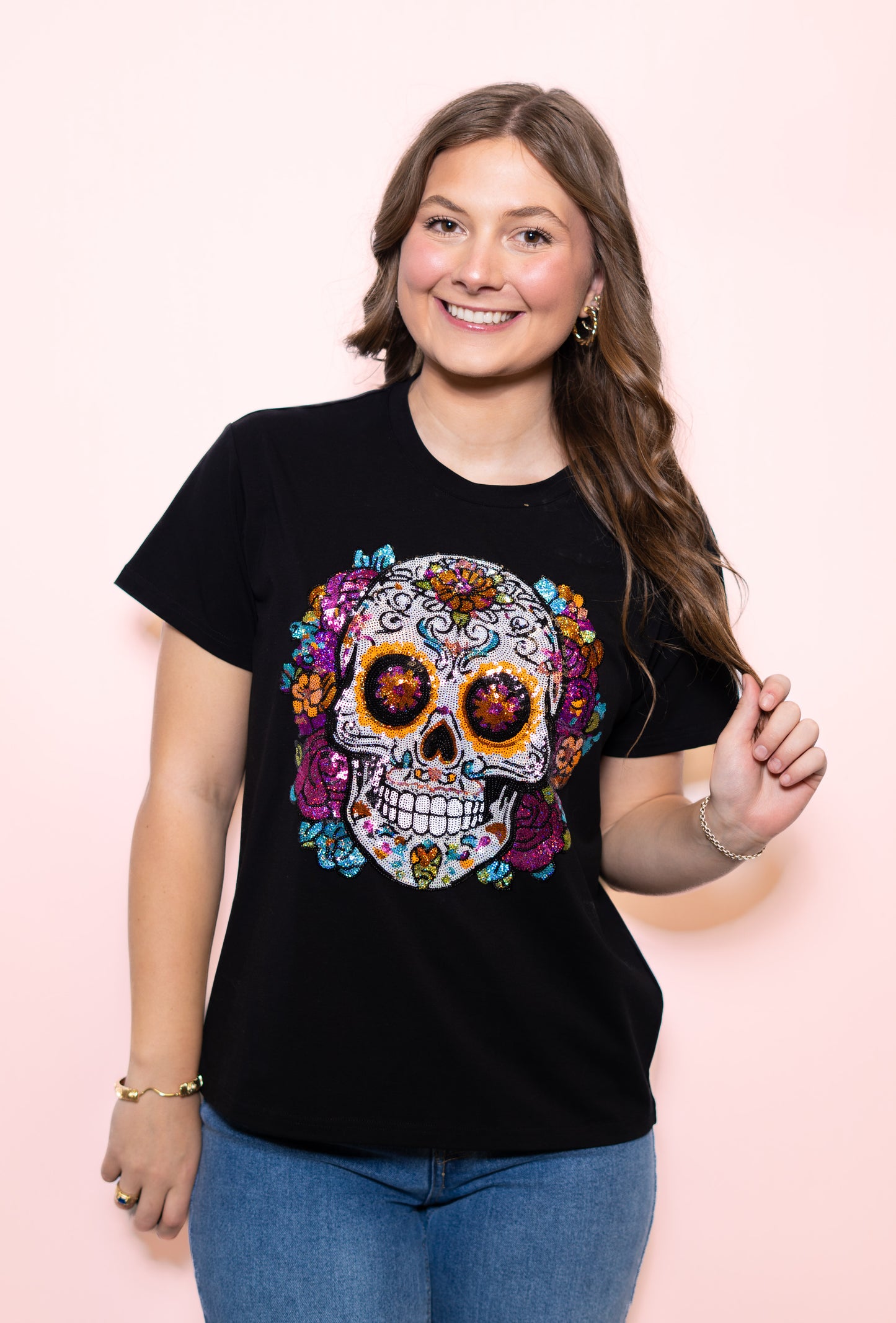 Wholesale | Sugar Skull | Women's Sequin Design (Black)