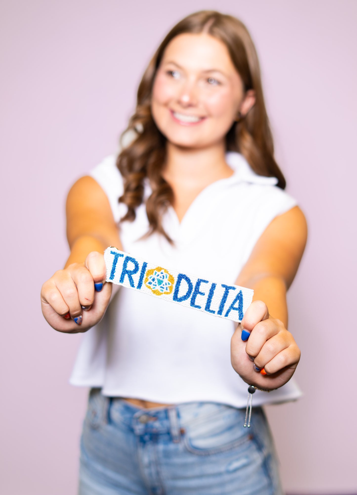 Wholesale | Tri Delta (Licensed Greek) | Beaded Bag Tag