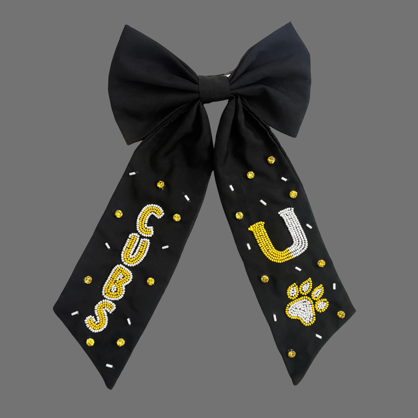 **PRE-ORDER ONLY** University Lab School | Custom Beaded Hair Bow (Black)