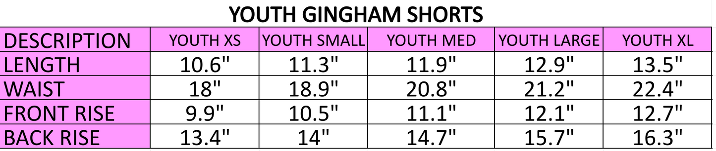 Youth & Women's Gingham Shorts + Metallic Bow Sweatshirt Set (Sold Separately)