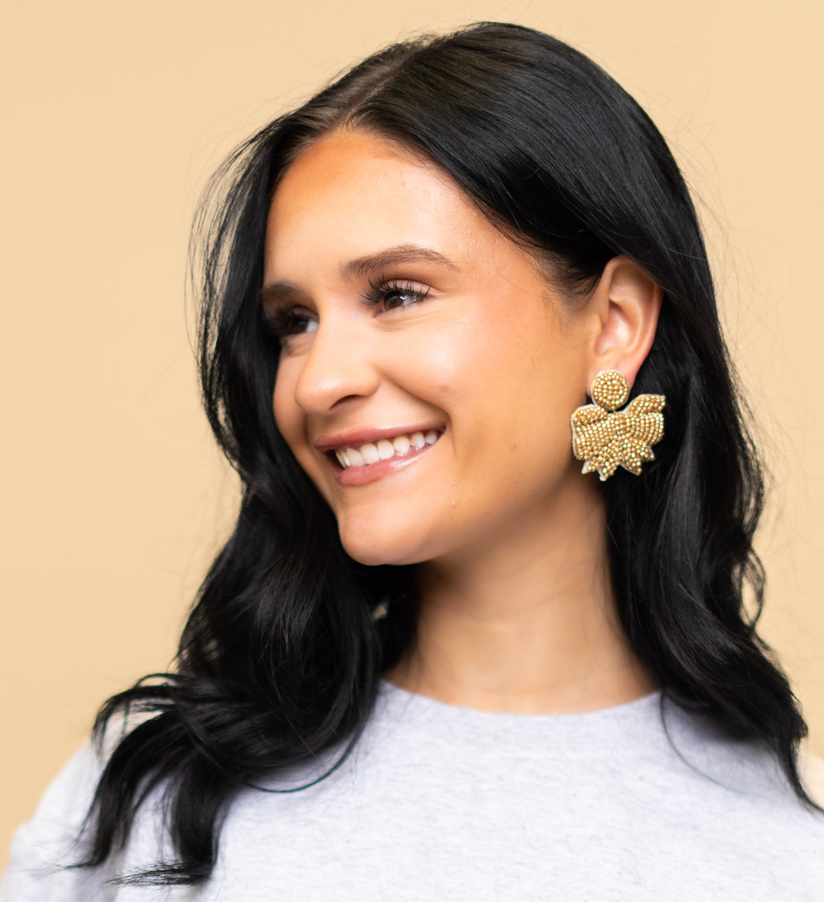 Custom Beaded Bow Earrings -