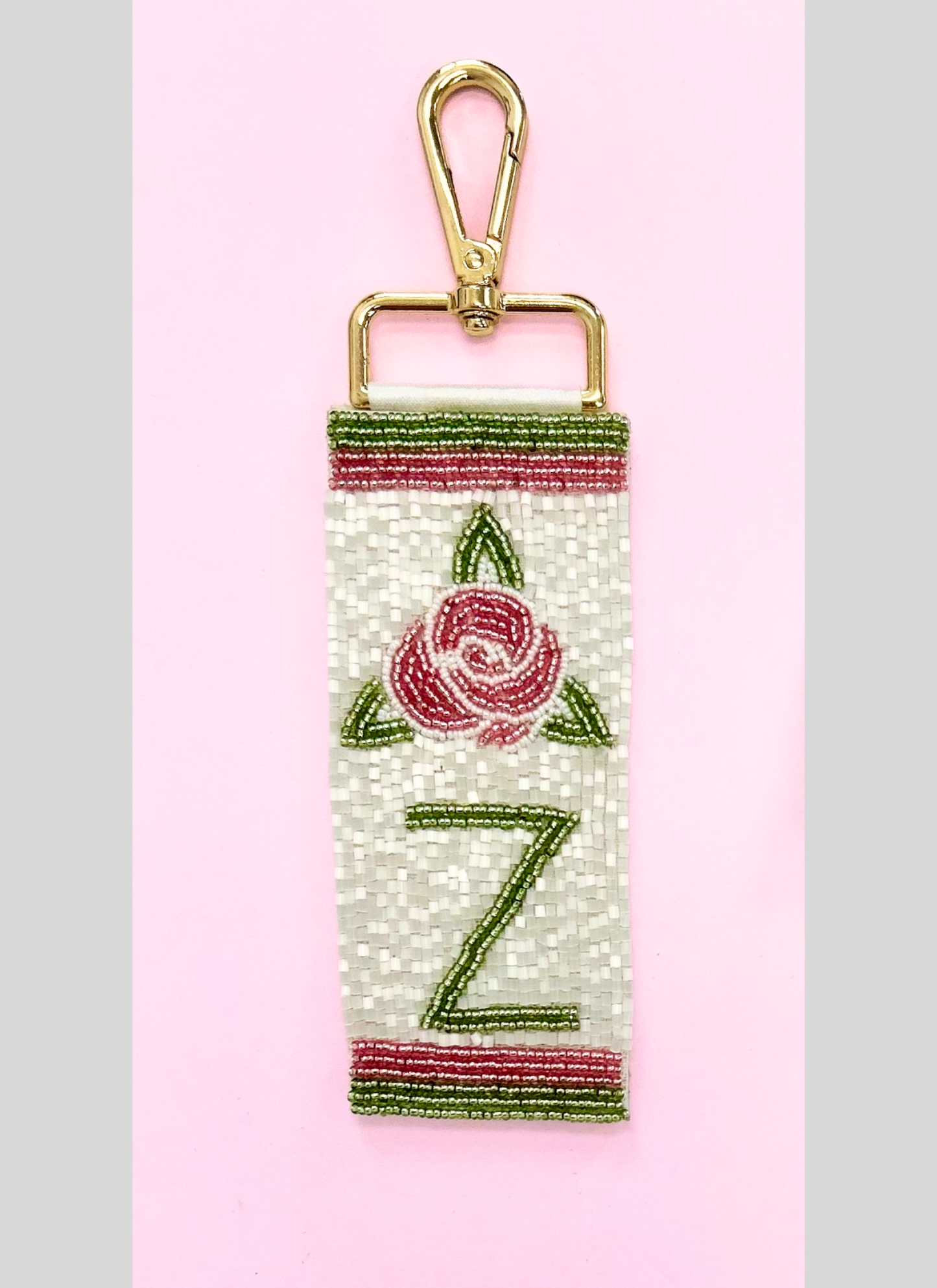 Wholesale | Delta Zeta (Licensed Greek) | Beaded Bag Tag (White)