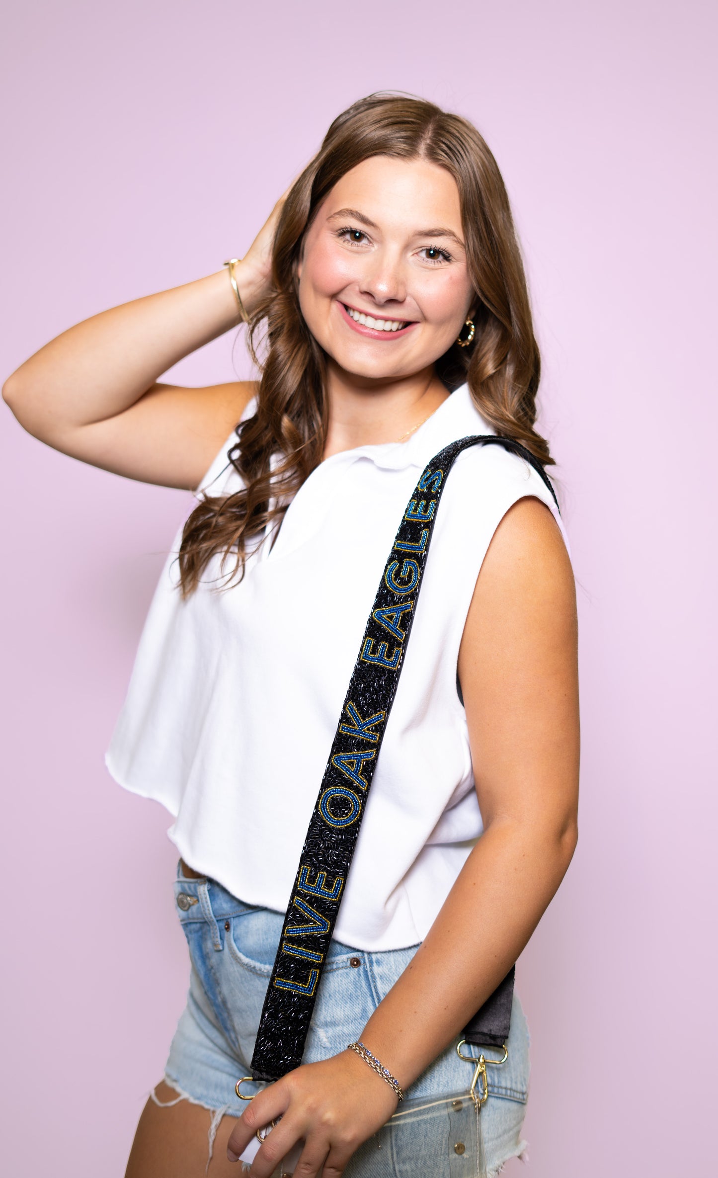 Live Oak Eagles | Custom Beaded Purse Strap (Black)