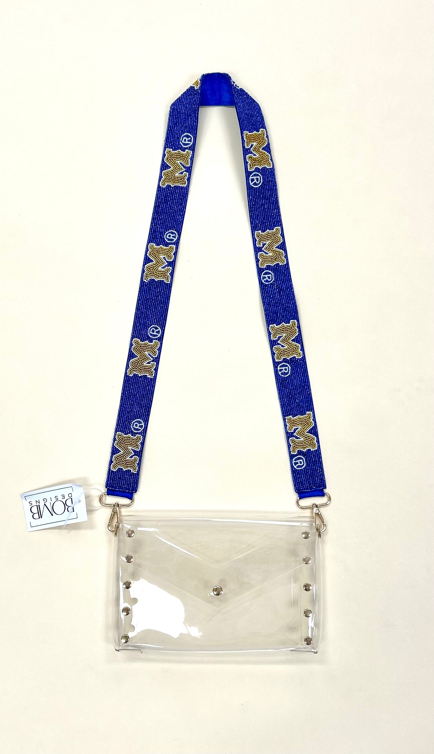 **PRE-ORDER ONLY** McNeese M Logo (LICENSED) | Custom Beaded Purse Strap (Blue)