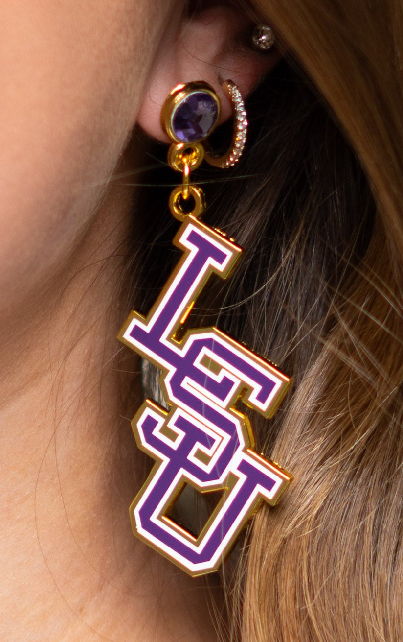 LSU (Licensed) Baseball Logo | Women's Dangle Earrings