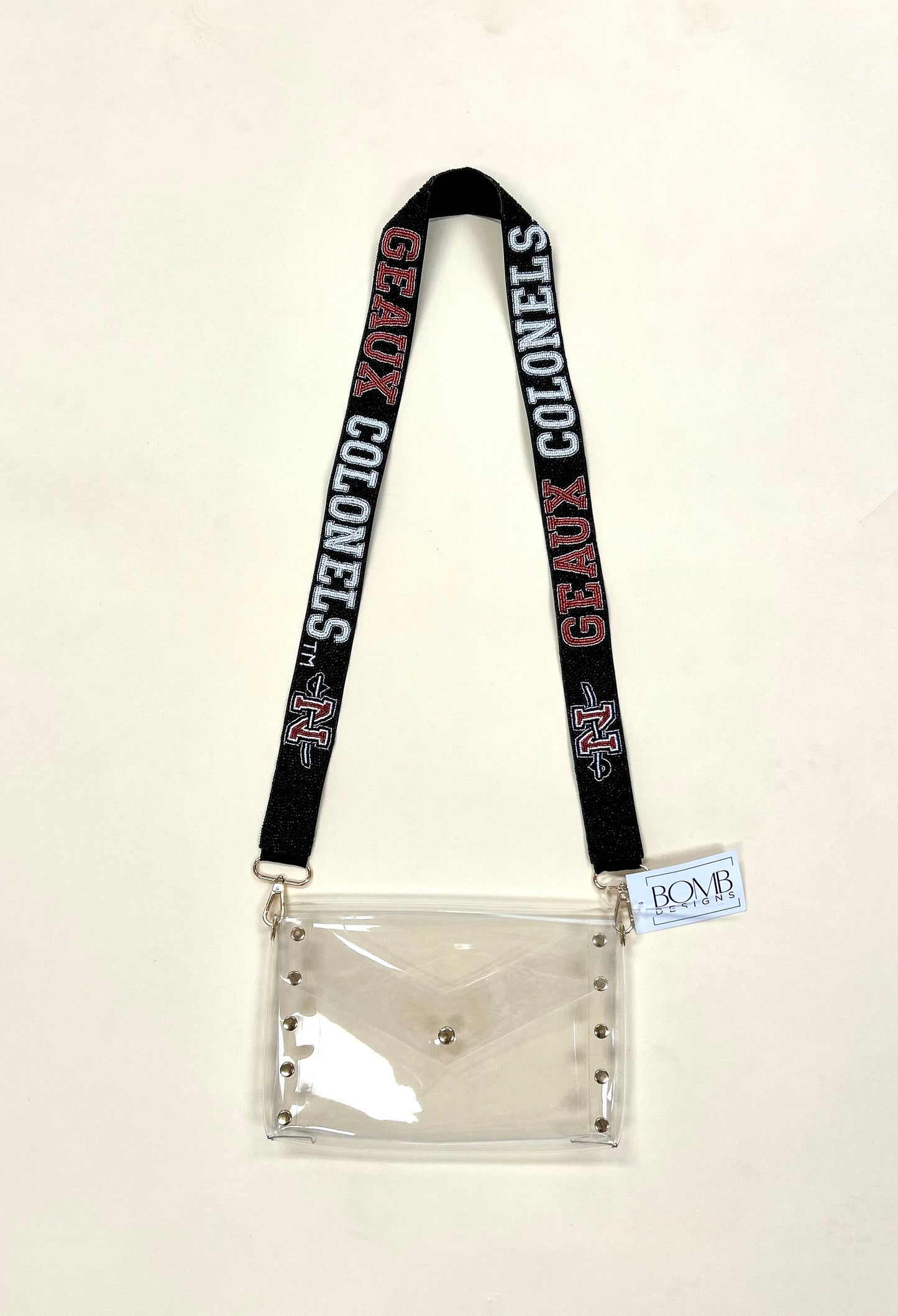 Wholesale | Nicholls Geaux Colonels (Licensed) | Custom Beaded Purse Strap (Black)