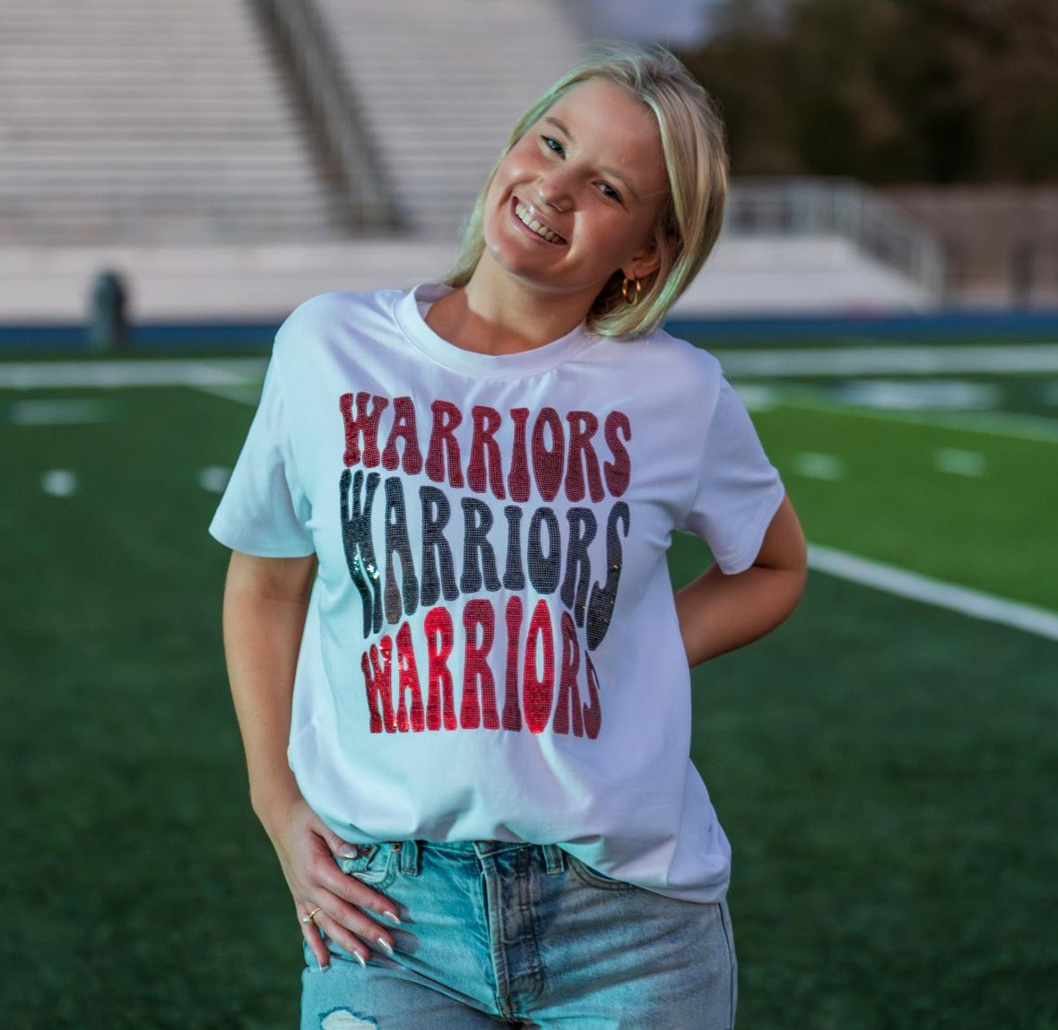 Groovy Warriors | Women's Sequin Design Tee (White)