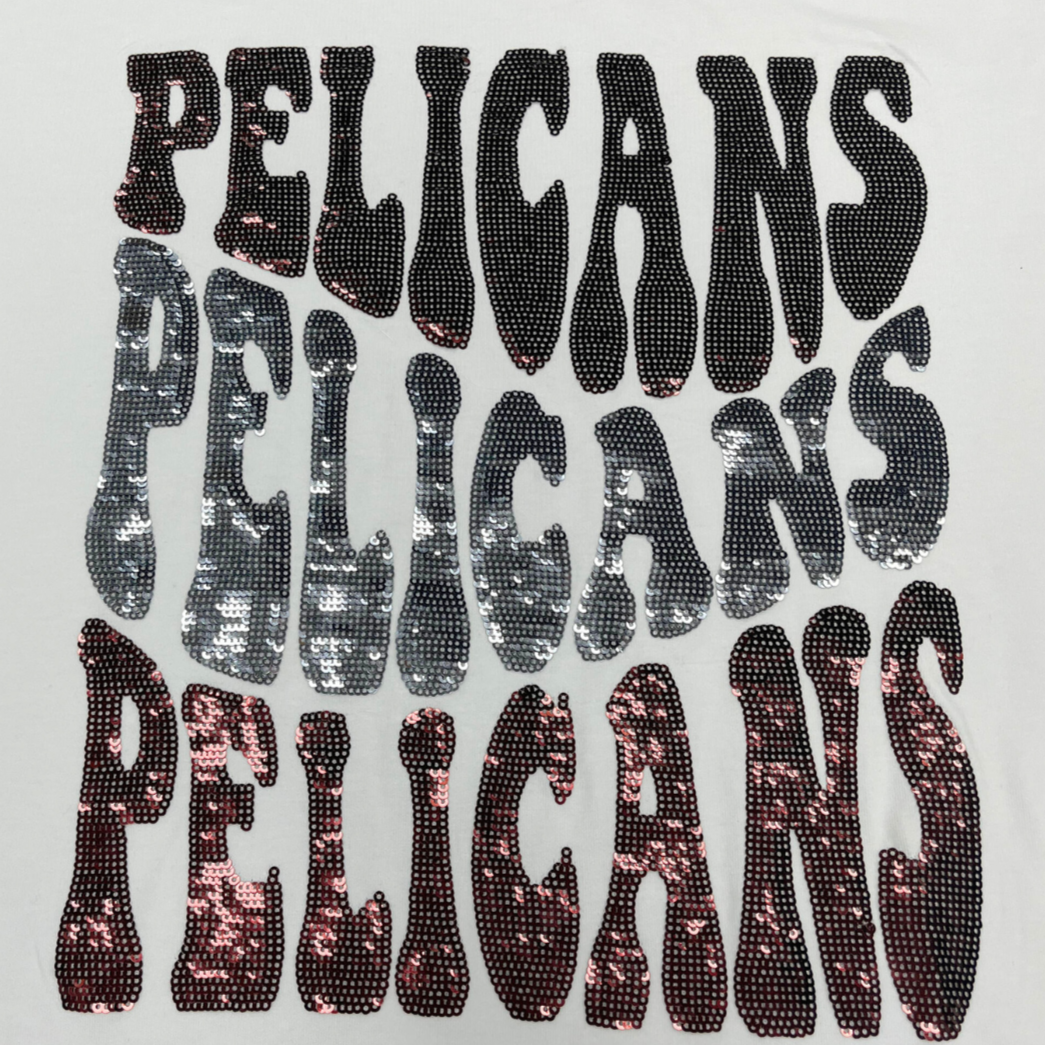 Groovy Pelicans | Women's Sequin Design Tee (White)