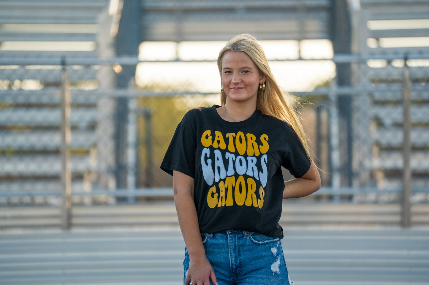 Groovy Gators | Women's Sequin Design Tee (Black)