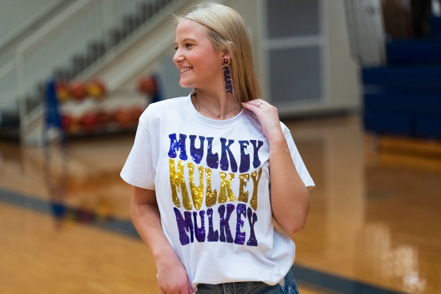 Groovy Mulkey | Women's Sequin Design Tee (White)