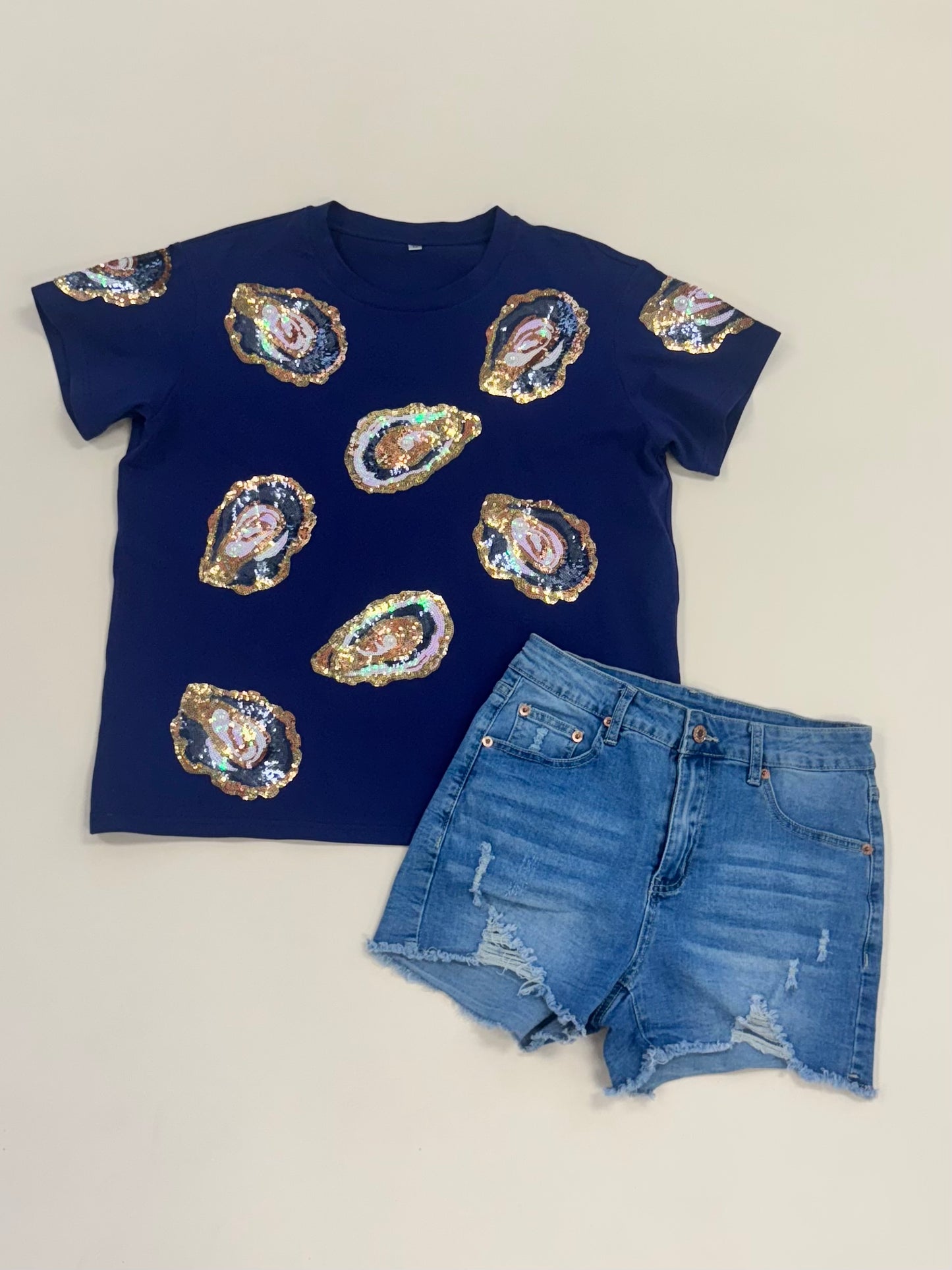 Oyster | Women's Sequin Design Tee (Navy)