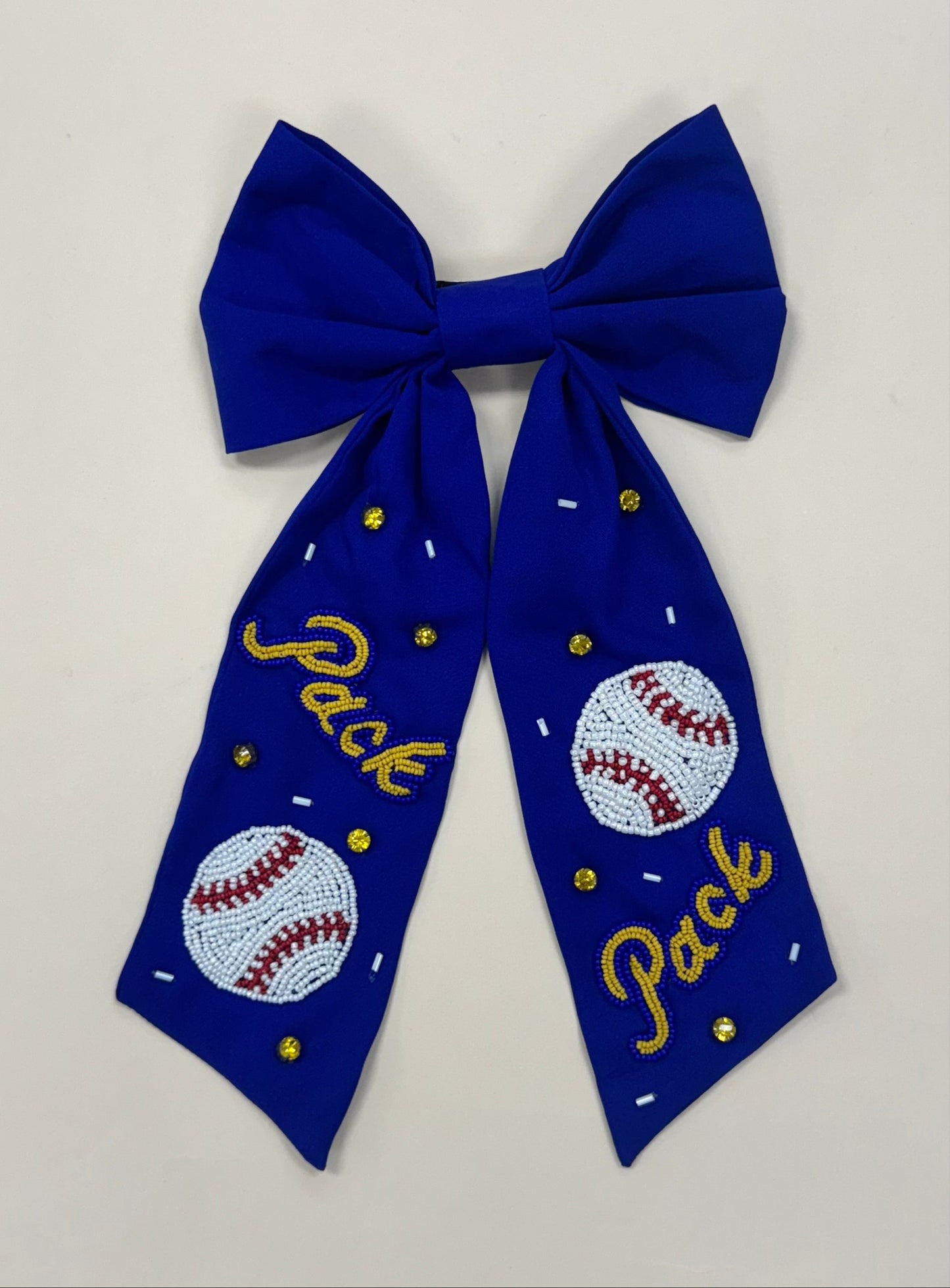 Pack Baseball | Beaded Hair Bow (Royal Blue)