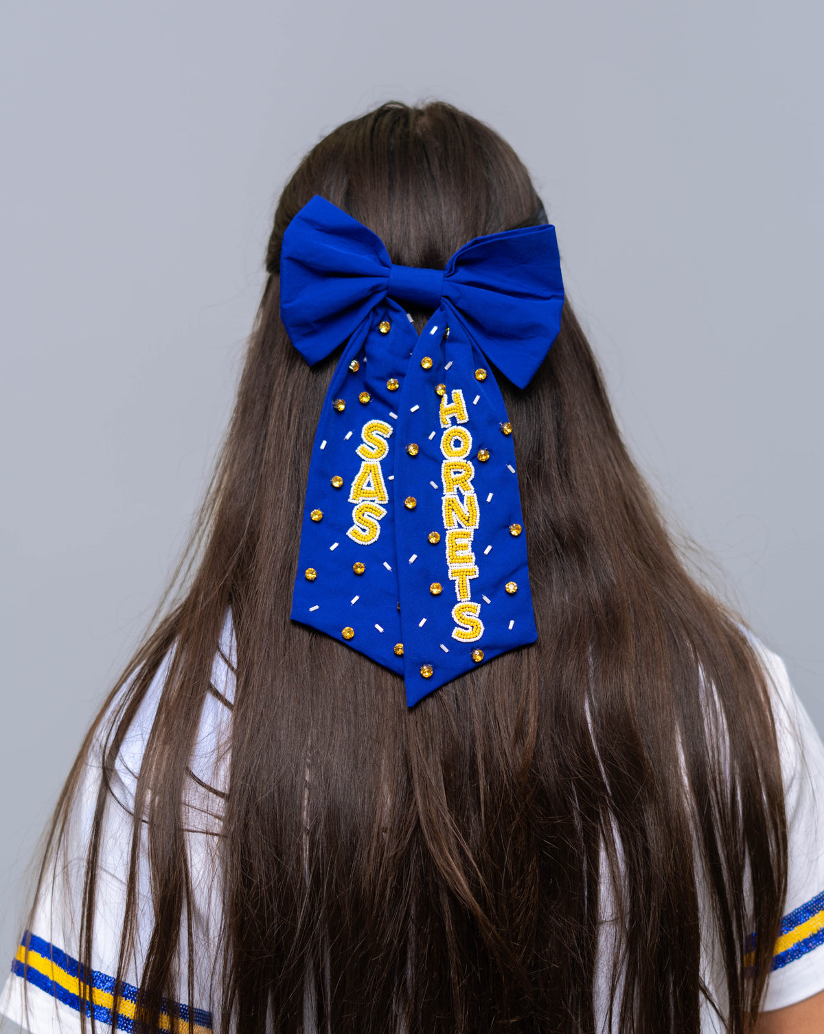 SAS Hornets | Beaded Hair Bow (Blue)