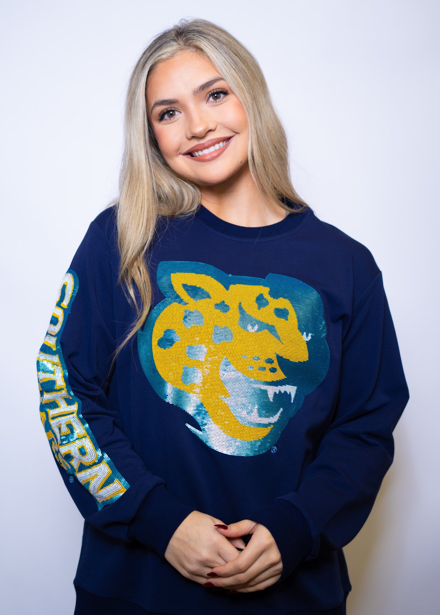 Southern University (Licensed) | Women's Sequin Design Sweatshirt (Navy)