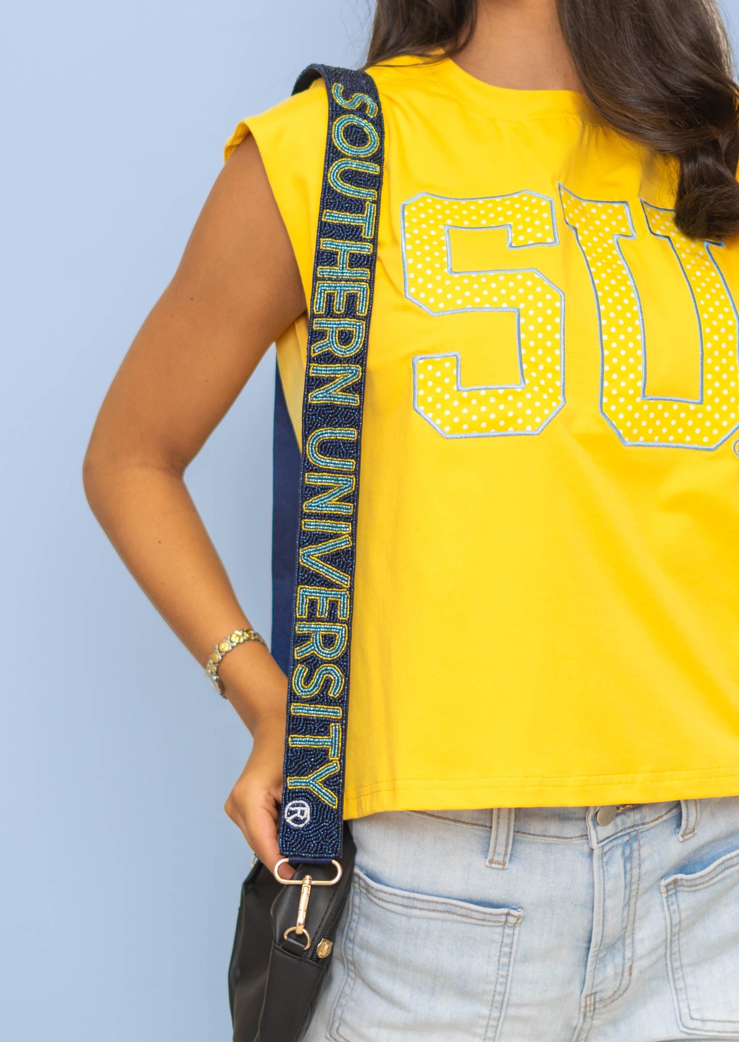 Southern University Jaguars (Licensed) | Custom Beaded Purse Strap (Navy)